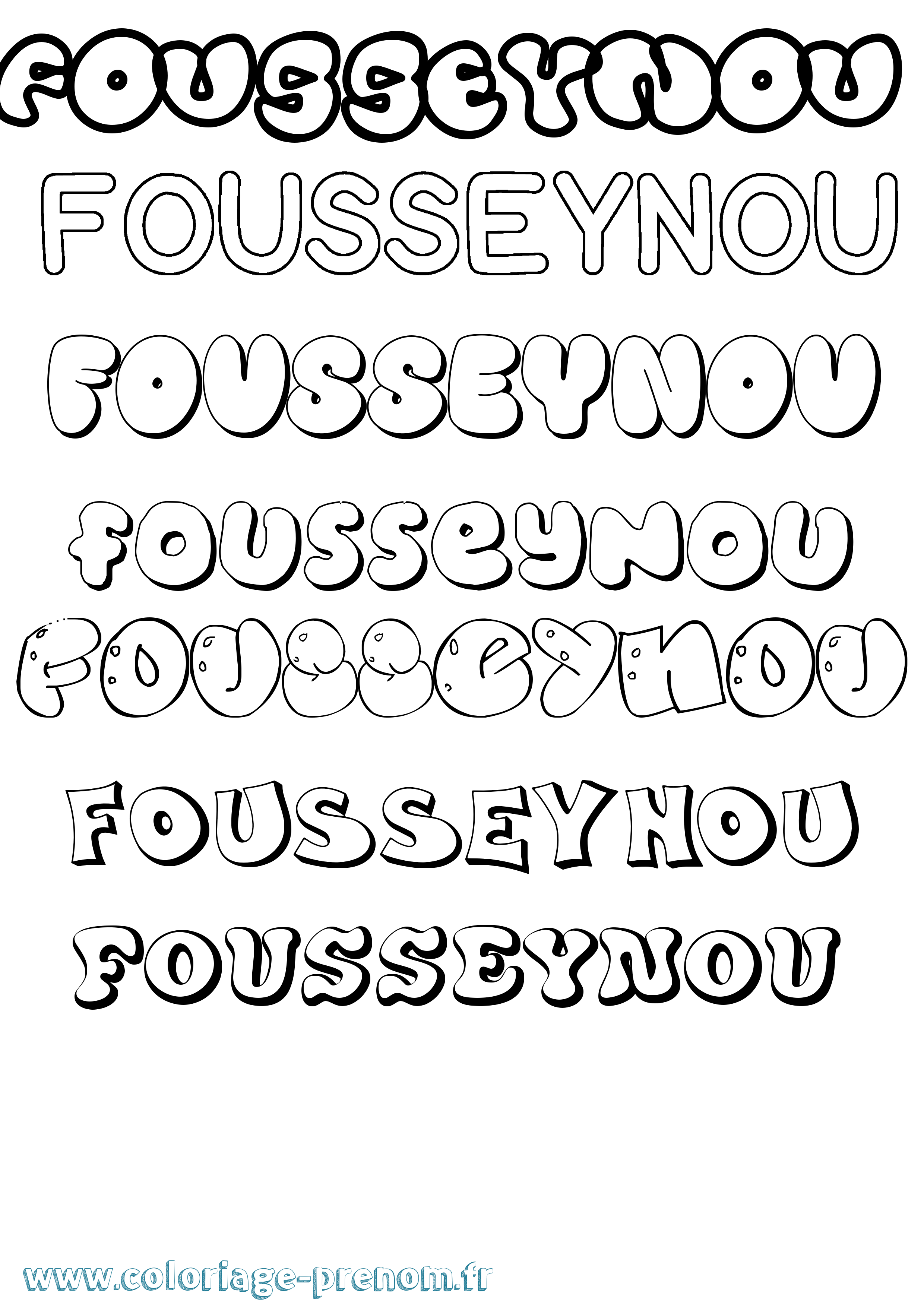 Coloriage Fousseynou Bubble Coloriage prénom Fousseynou Bubble