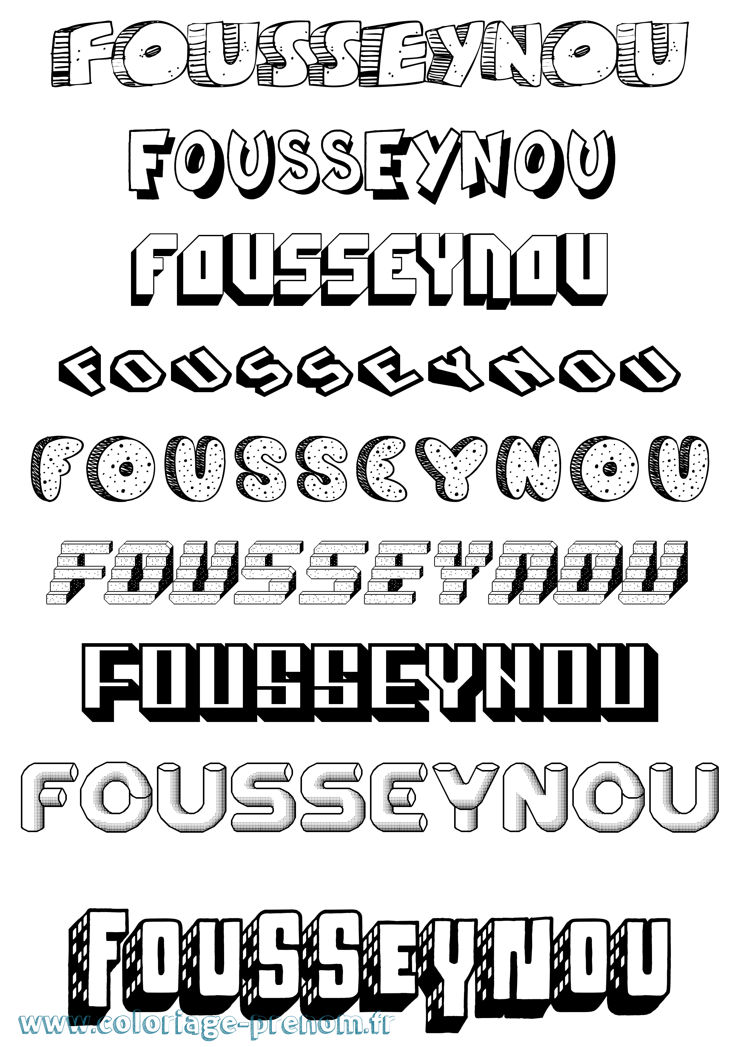Coloriage Fousseynou Effet 3D Coloriage prénom Fousseynou Effet 3D
