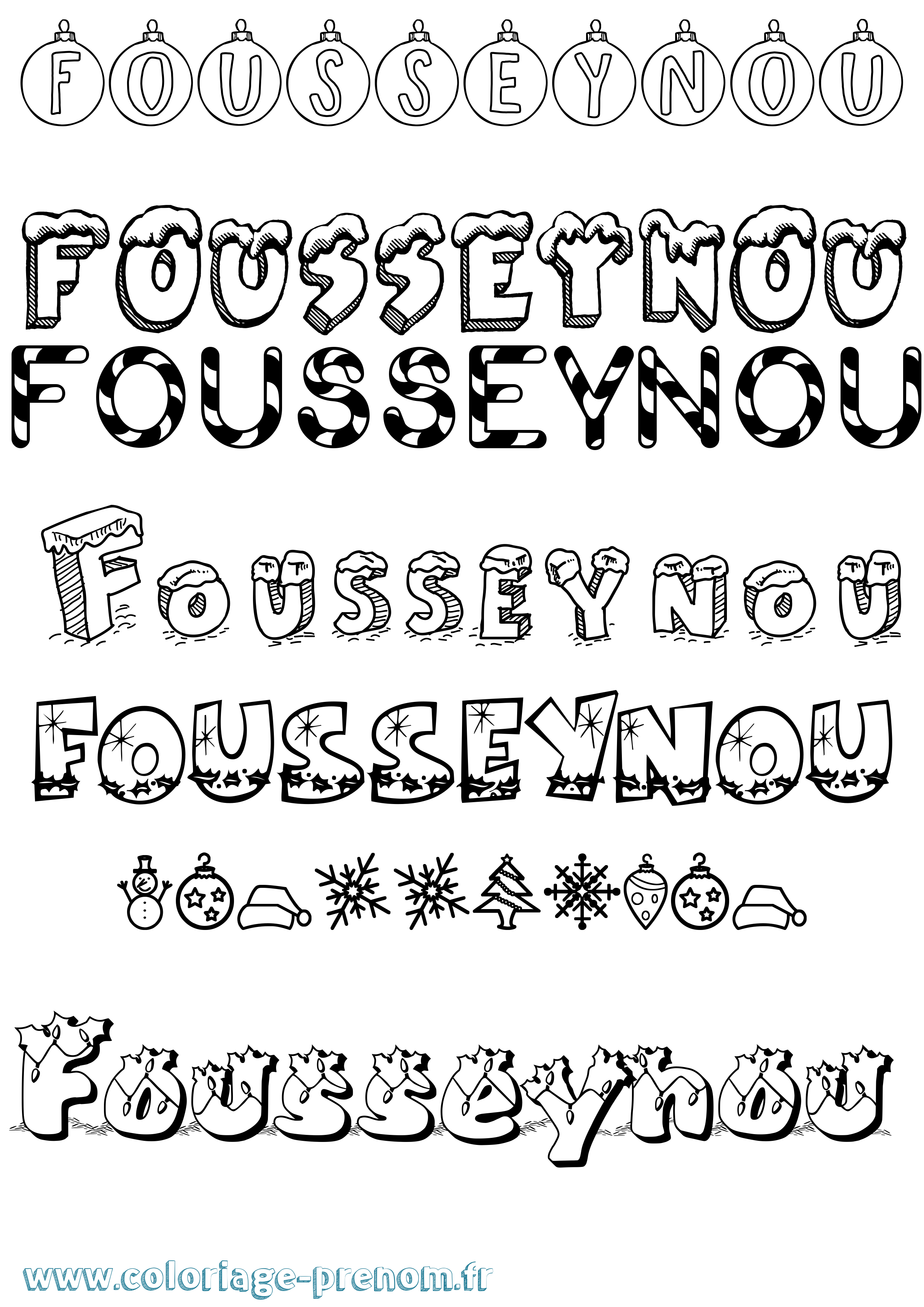 Coloriage Fousseynou Noël Coloriage prénom Fousseynou Noël