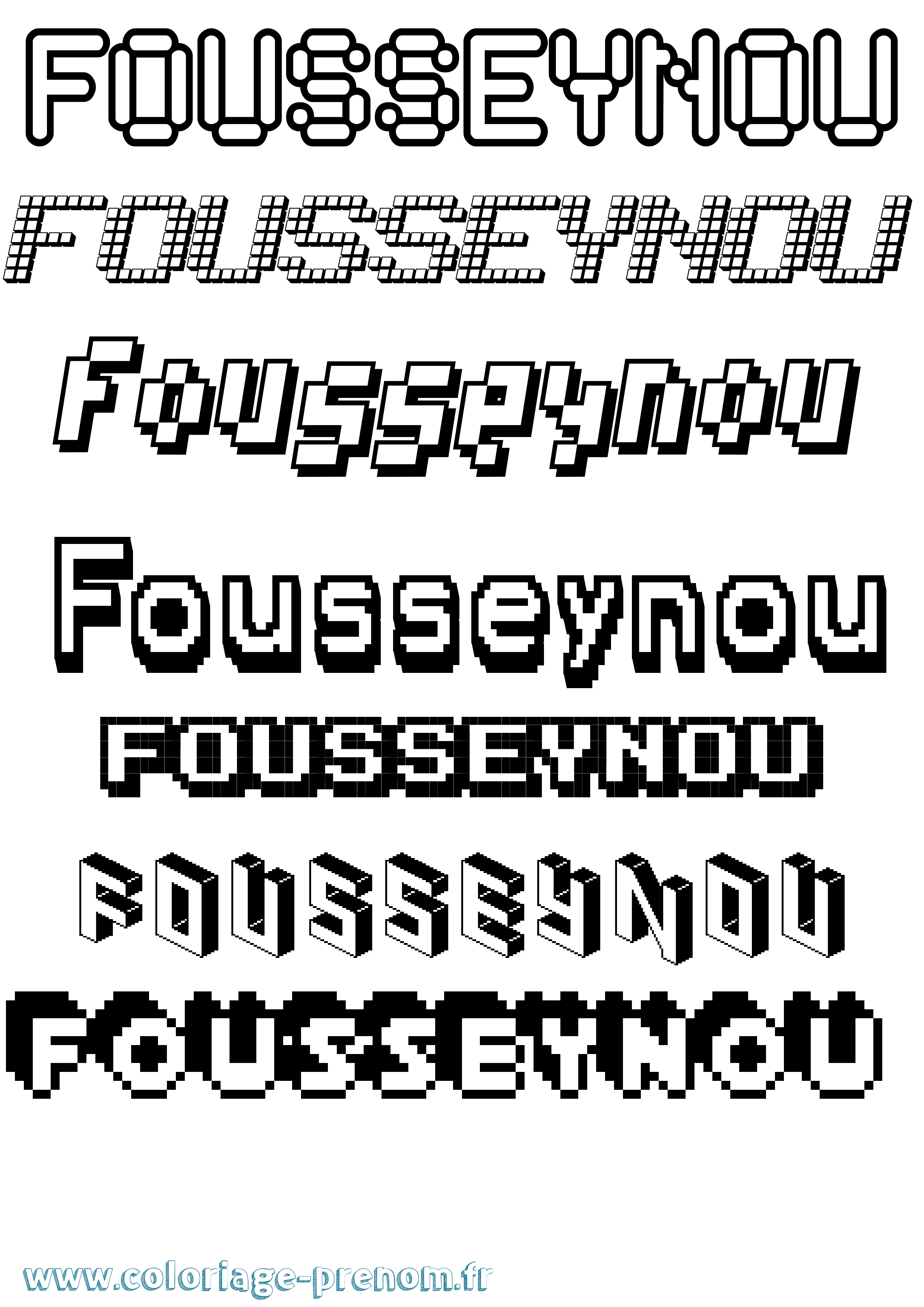 Coloriage Fousseynou Pixel Coloriage prénom Fousseynou Pixel