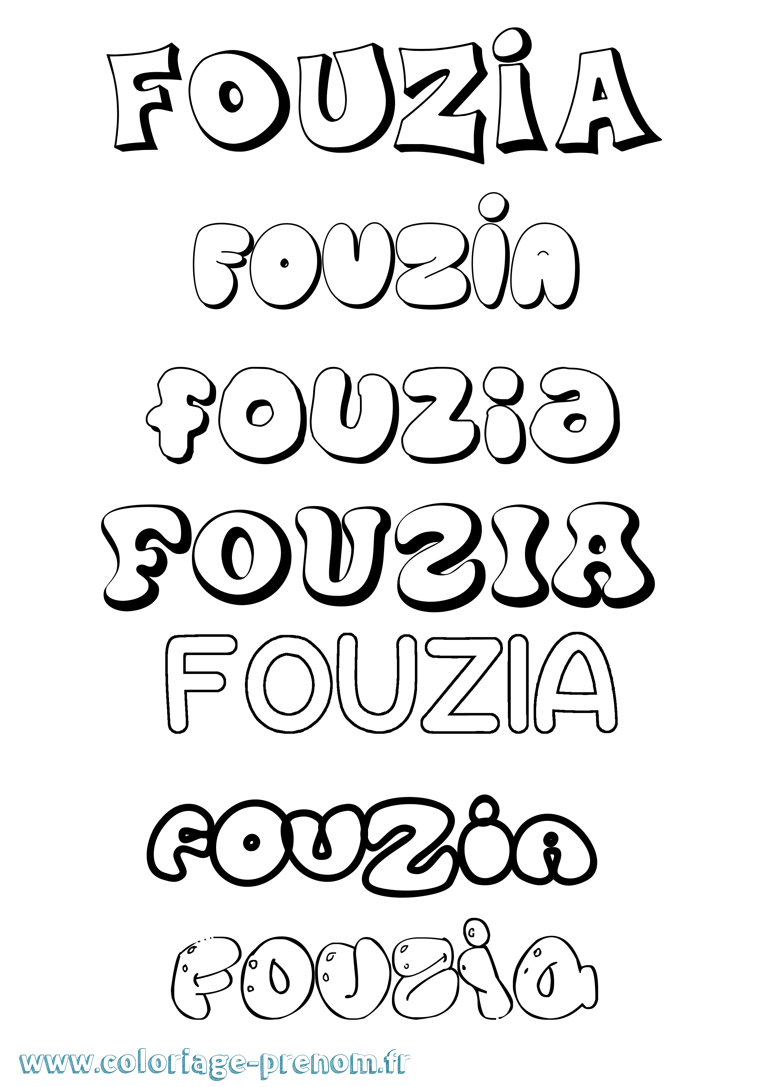 Coloriage Fouzia Bubble Coloriage prénom Fouzia Bubble