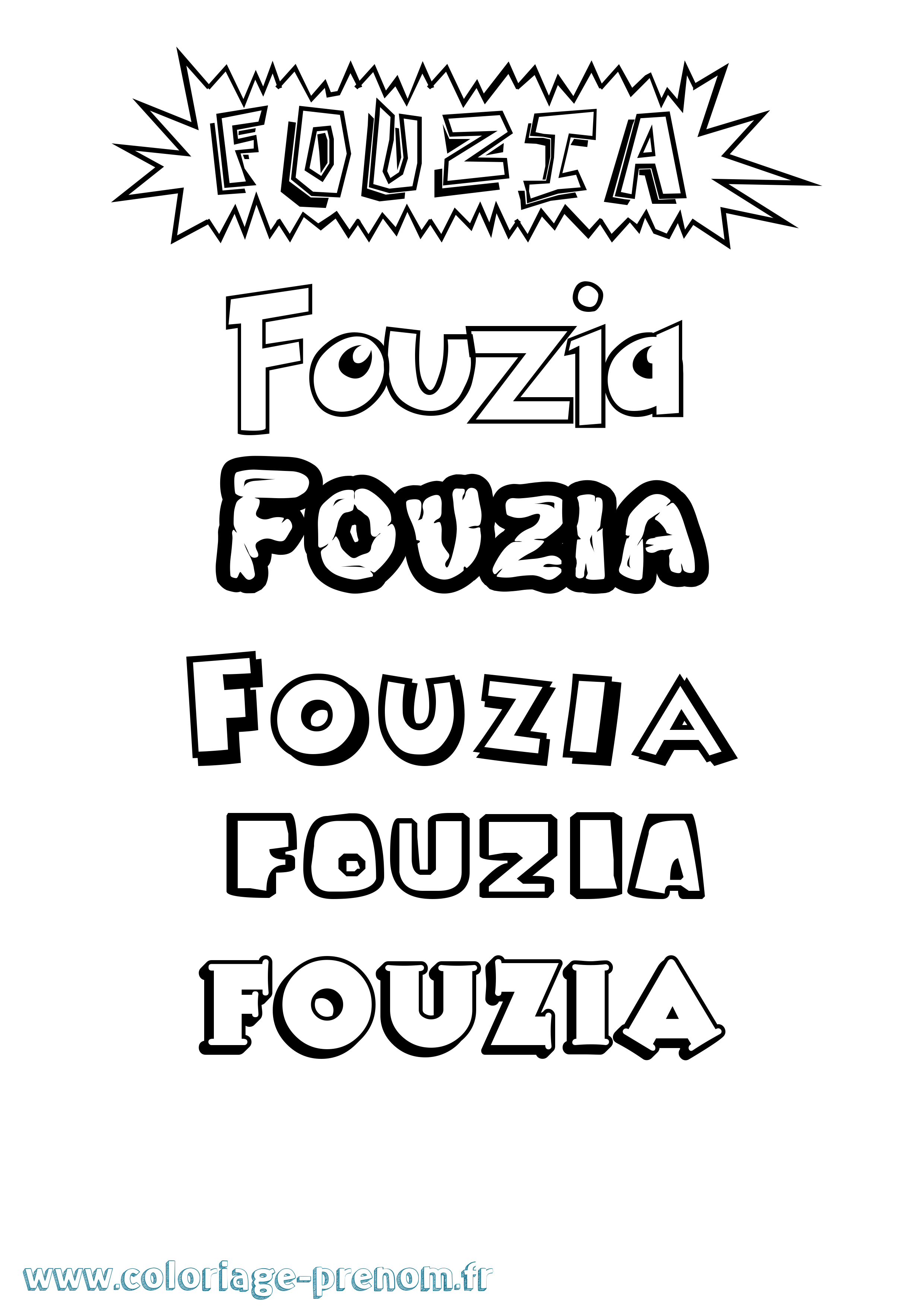 Coloriage Fouzia Dessin Animé Coloriage prénom Fouzia Dessin Animé