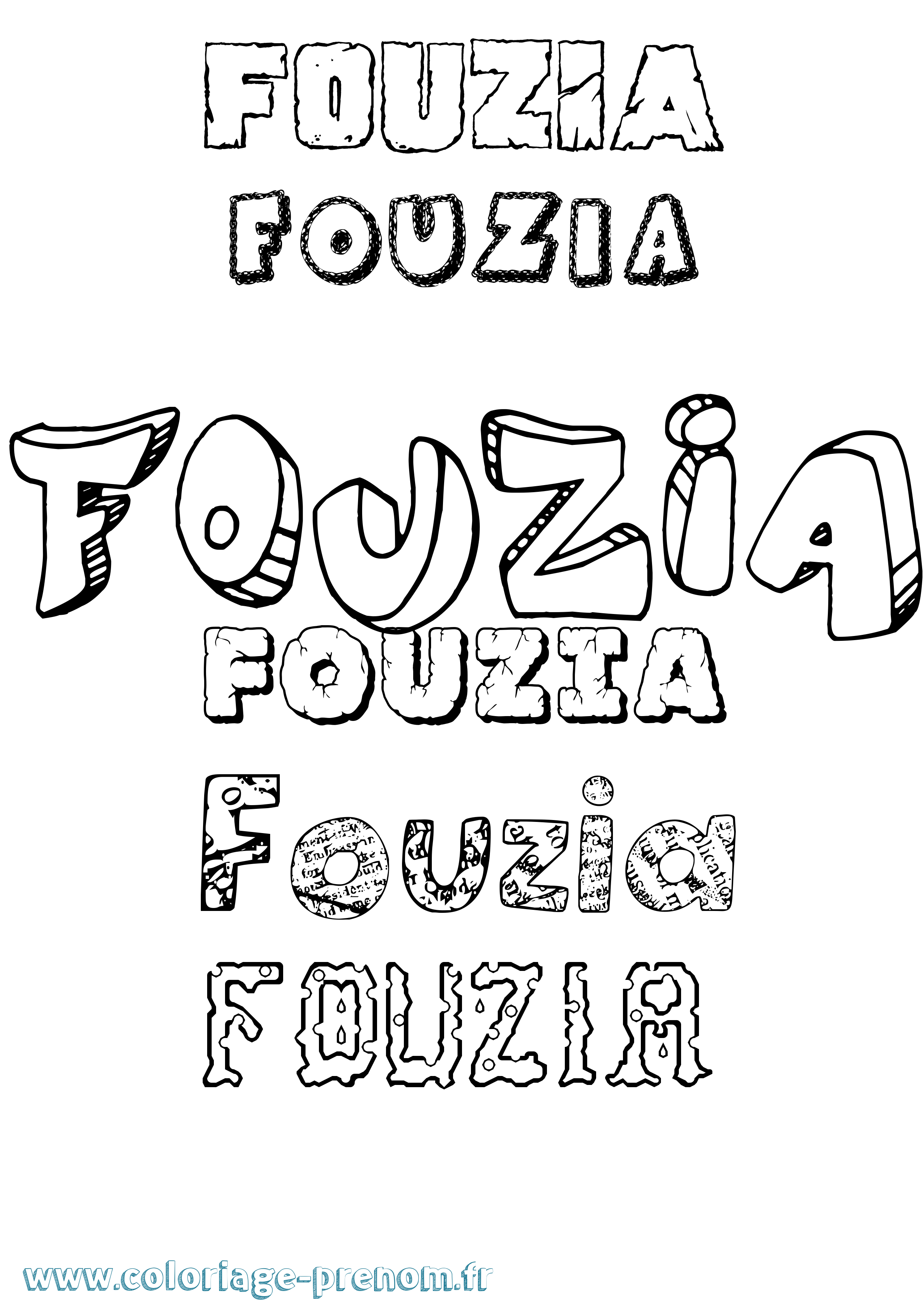 Coloriage Fouzia Destructuré Coloriage prénom Fouzia Destructuré