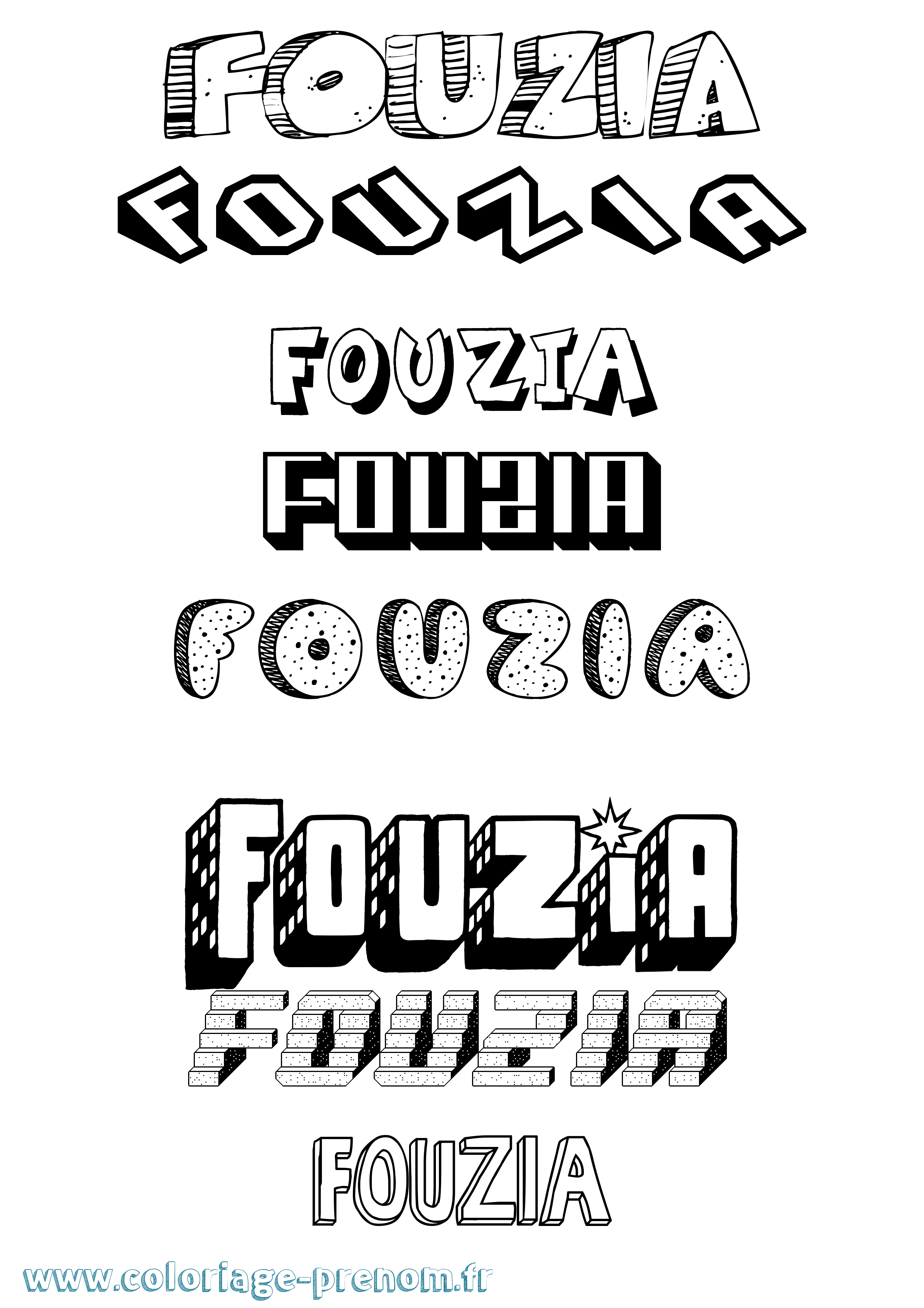 Coloriage Fouzia Effet 3D Coloriage prénom Fouzia Effet 3D