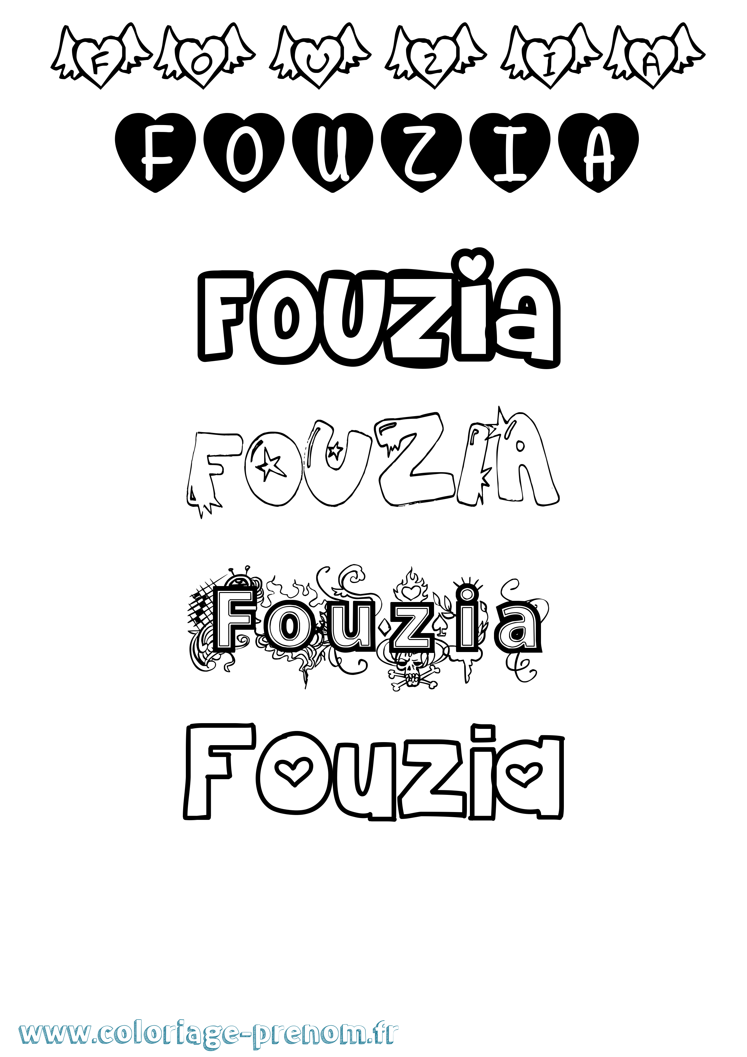 Coloriage Fouzia Girly Coloriage prénom Fouzia Girly