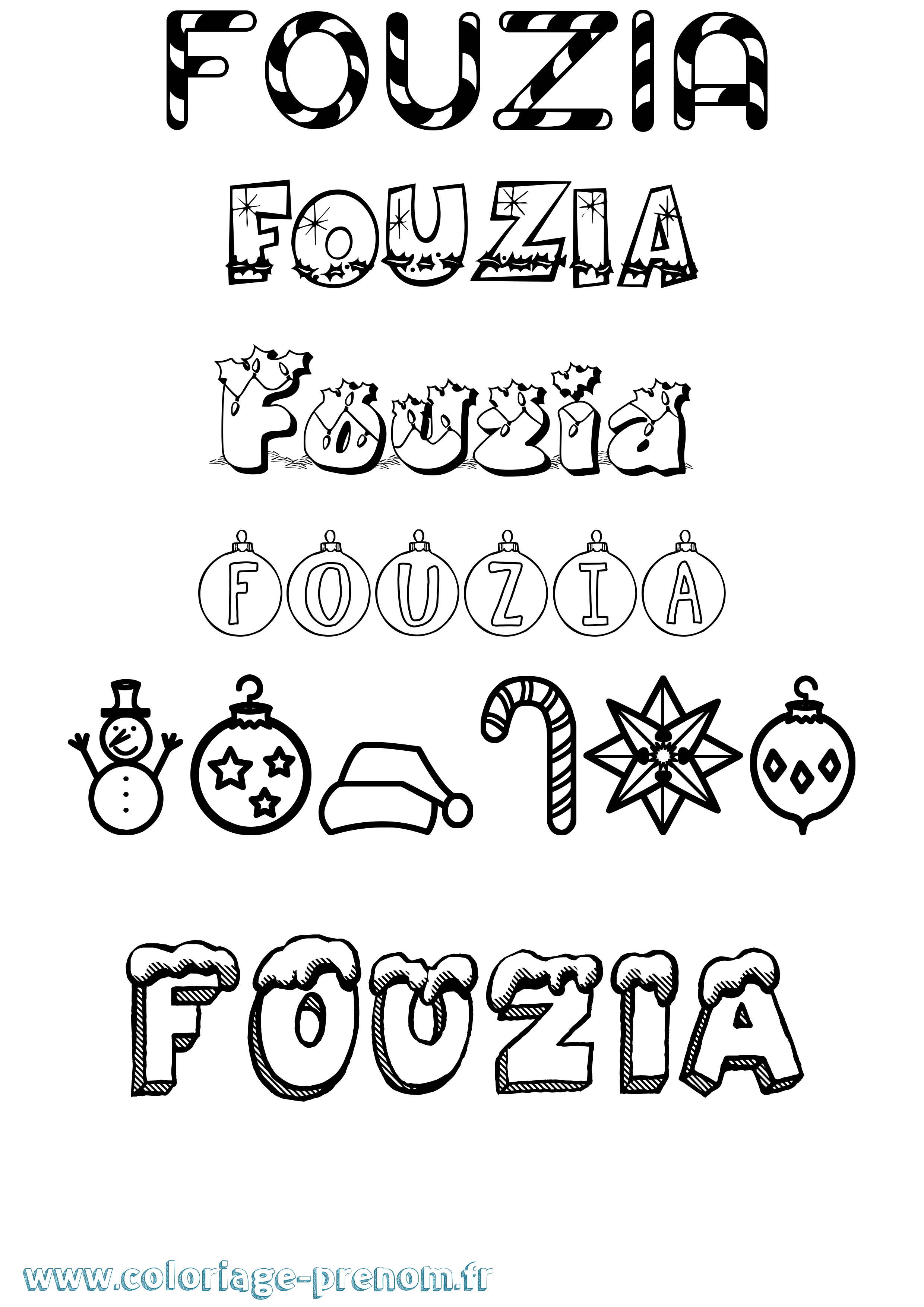 Coloriage Fouzia Noël Coloriage prénom Fouzia Noël
