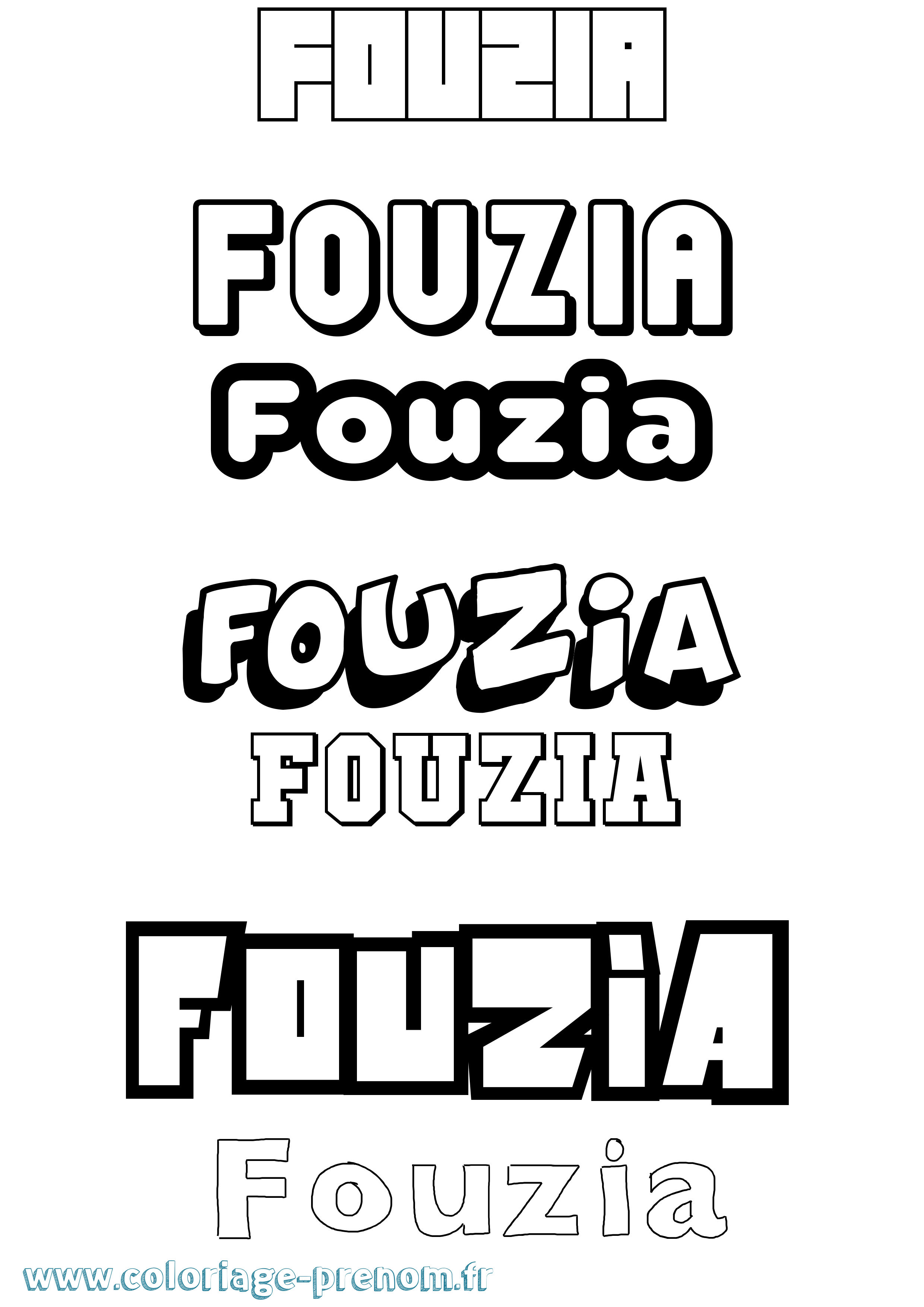 Coloriage Fouzia Simple Coloriage prénom Fouzia Simple