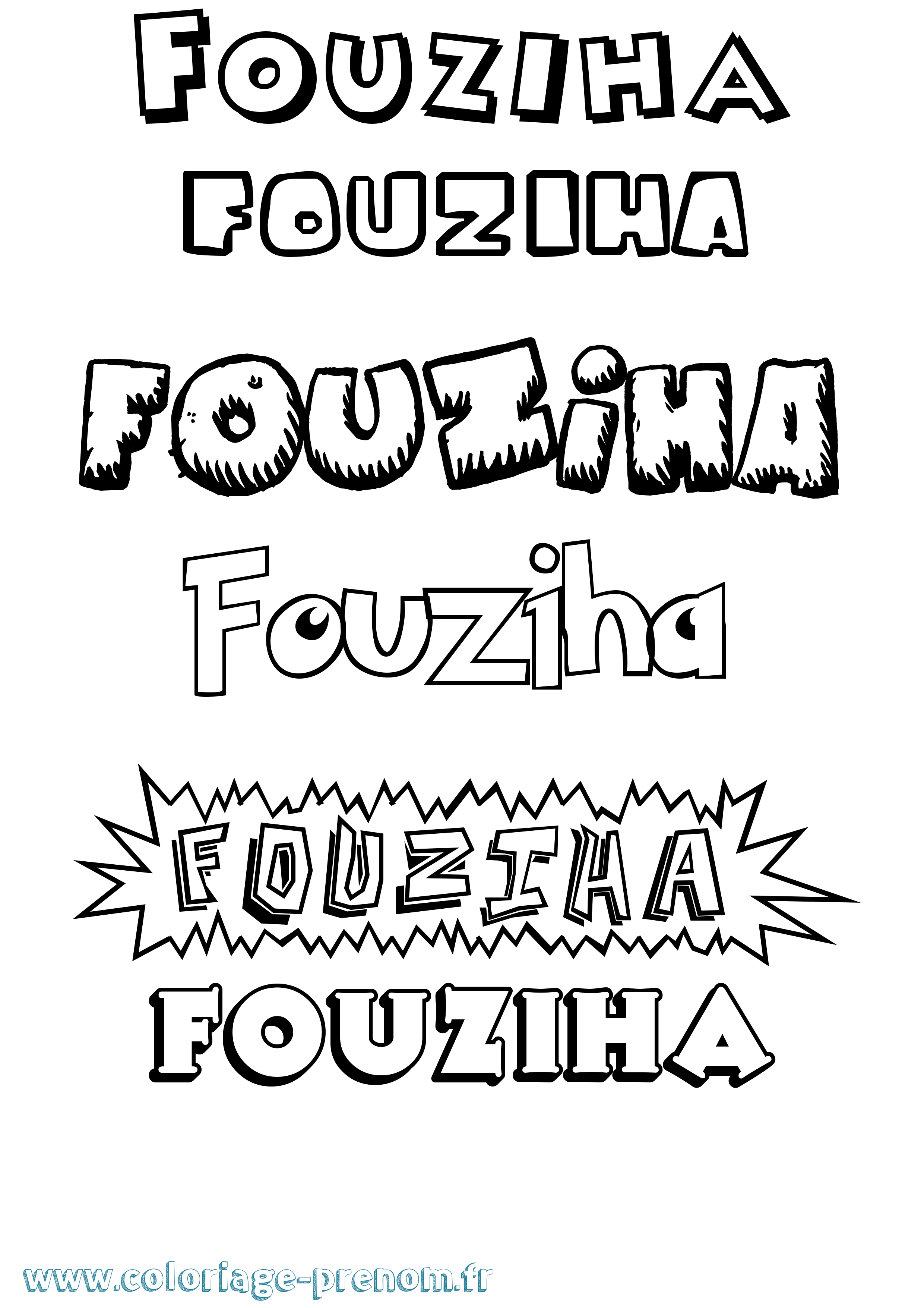 Coloriage Fouziha Dessin Animé Coloriage prénom Fouziha Dessin Animé