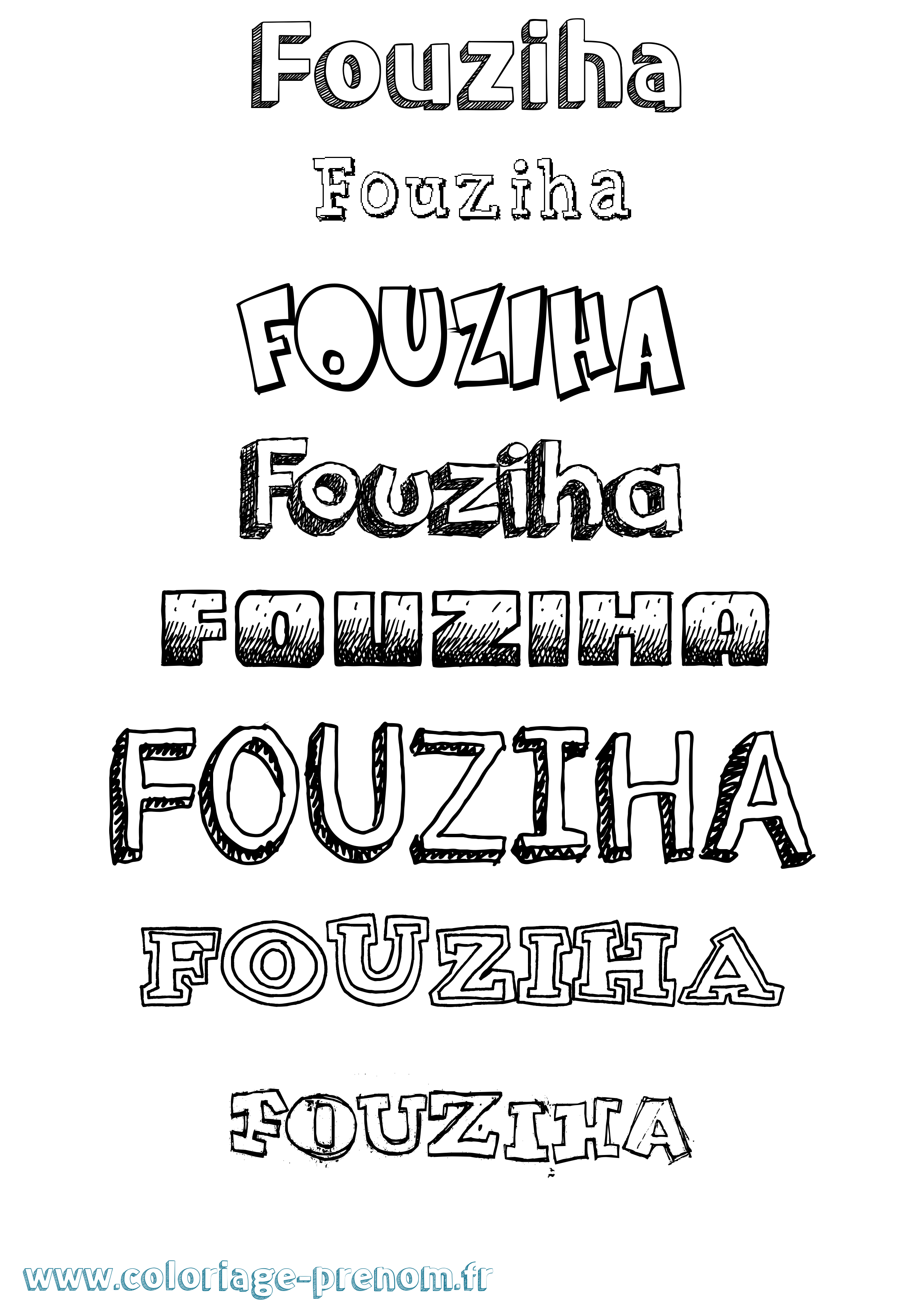 Coloriage Fouziha Dessiné Coloriage prénom Fouziha Dessiné