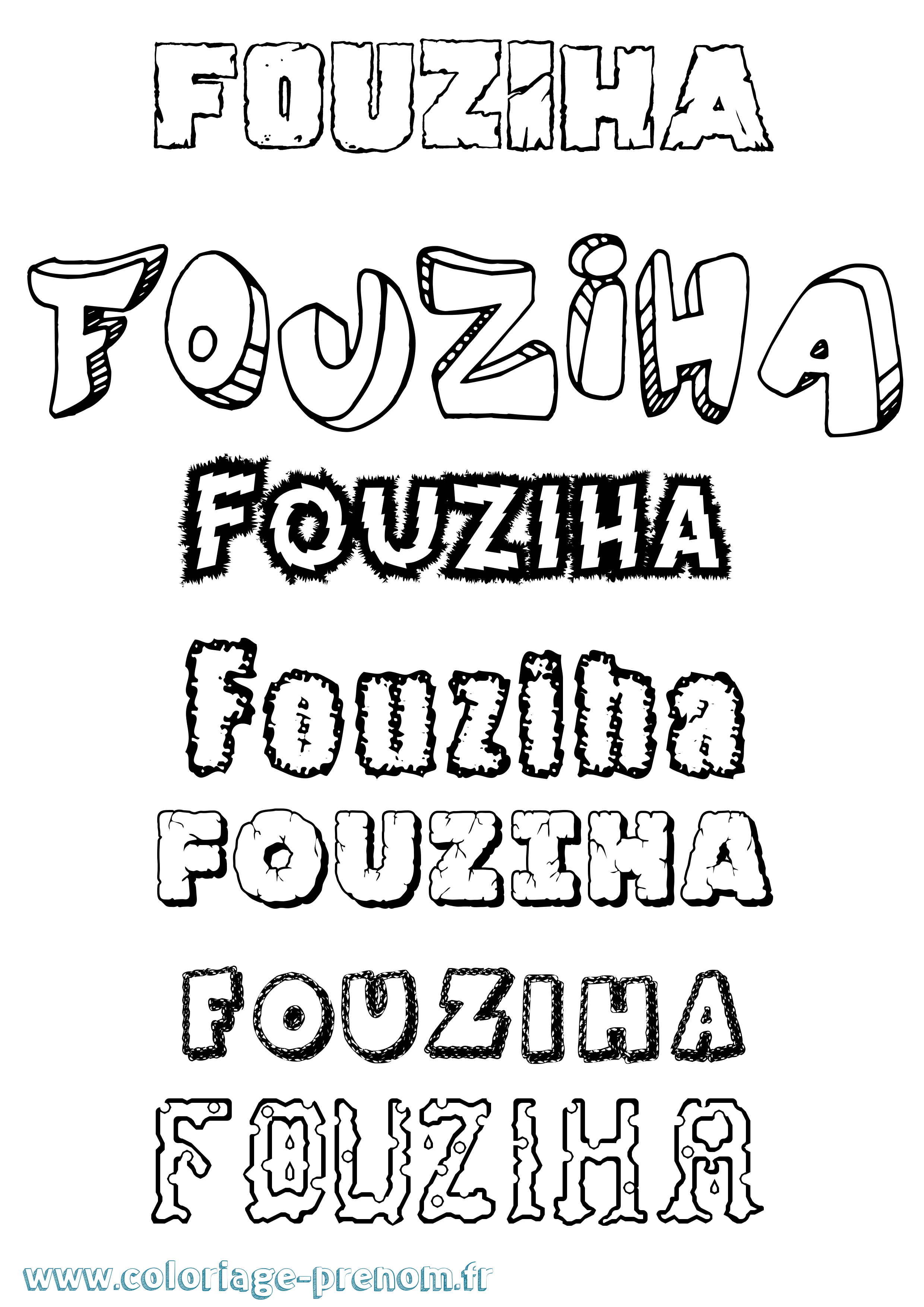 Coloriage Fouziha Destructuré Coloriage prénom Fouziha Destructuré