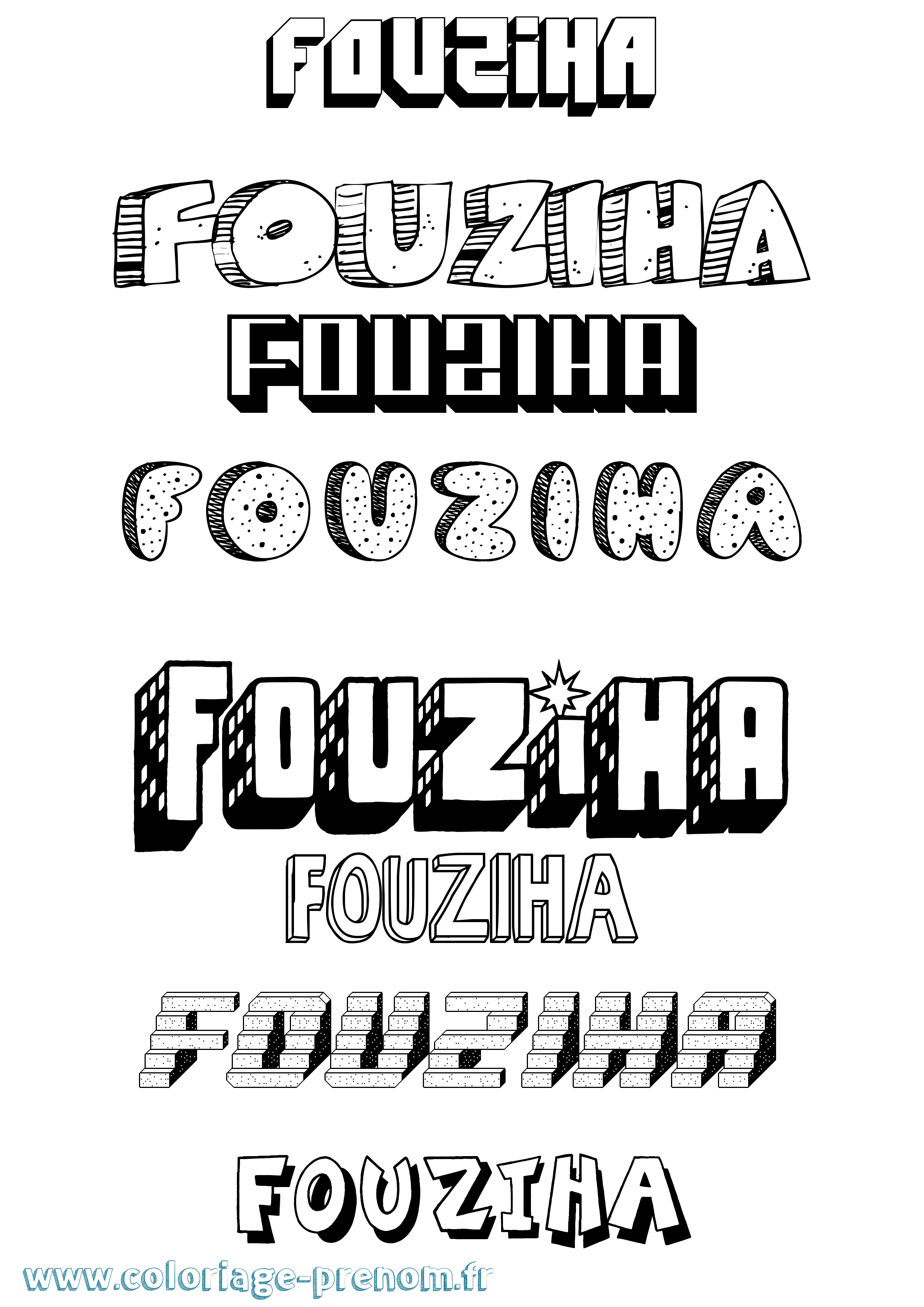 Coloriage Fouziha Effet 3D Coloriage prénom Fouziha Effet 3D