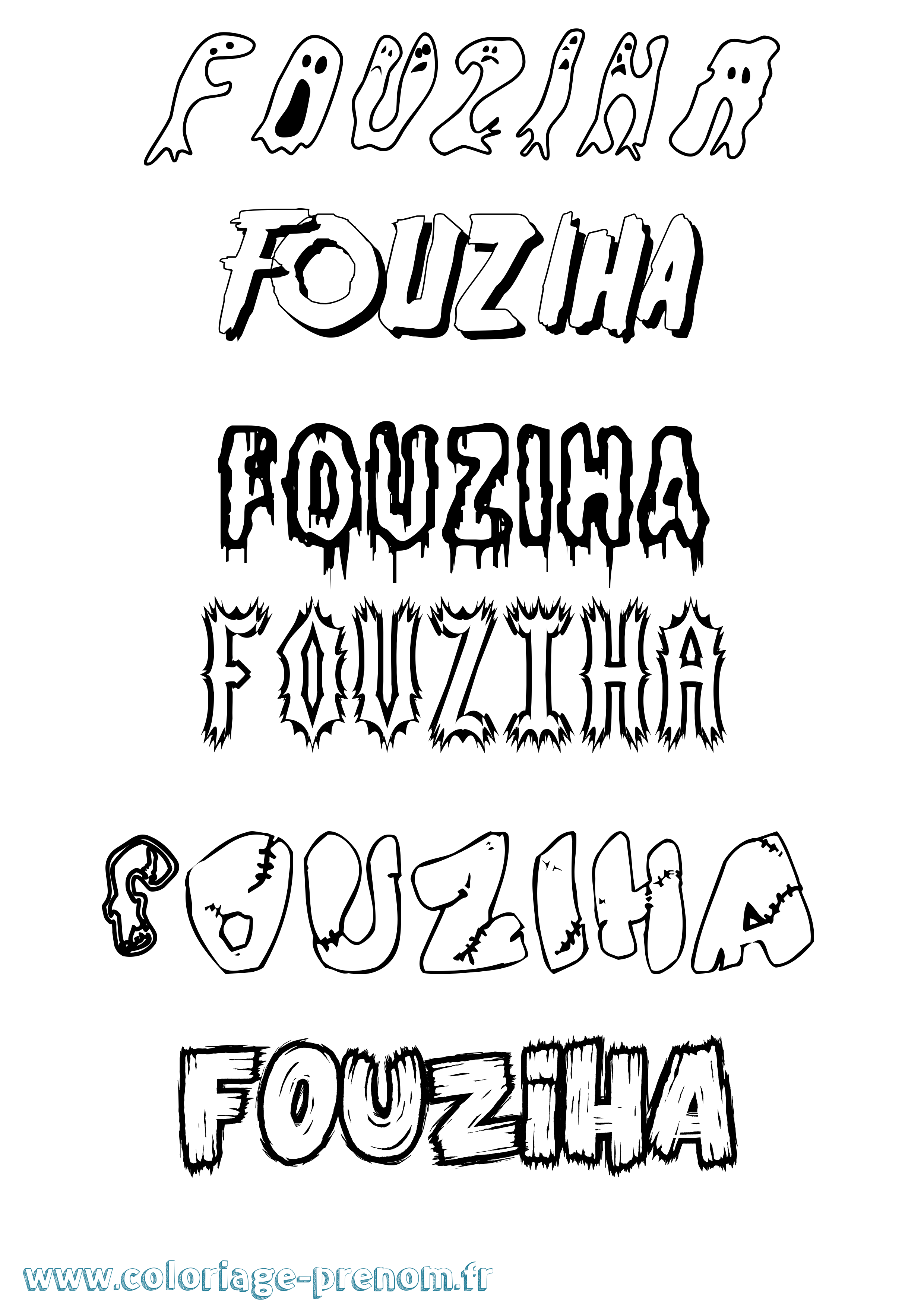 Coloriage Fouziha Frisson Coloriage prénom Fouziha Frisson