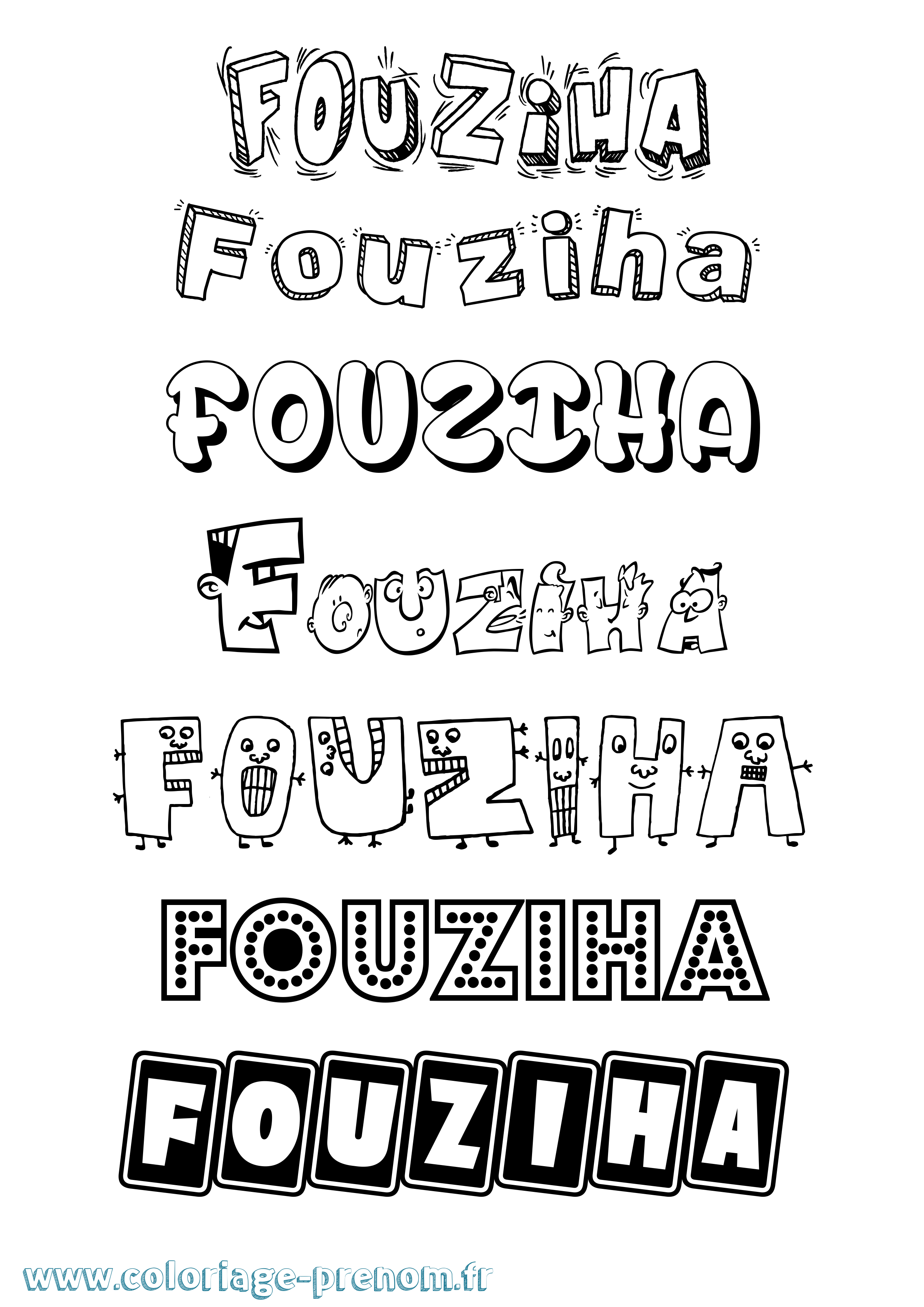 Coloriage Fouziha Fun Coloriage prénom Fouziha Fun