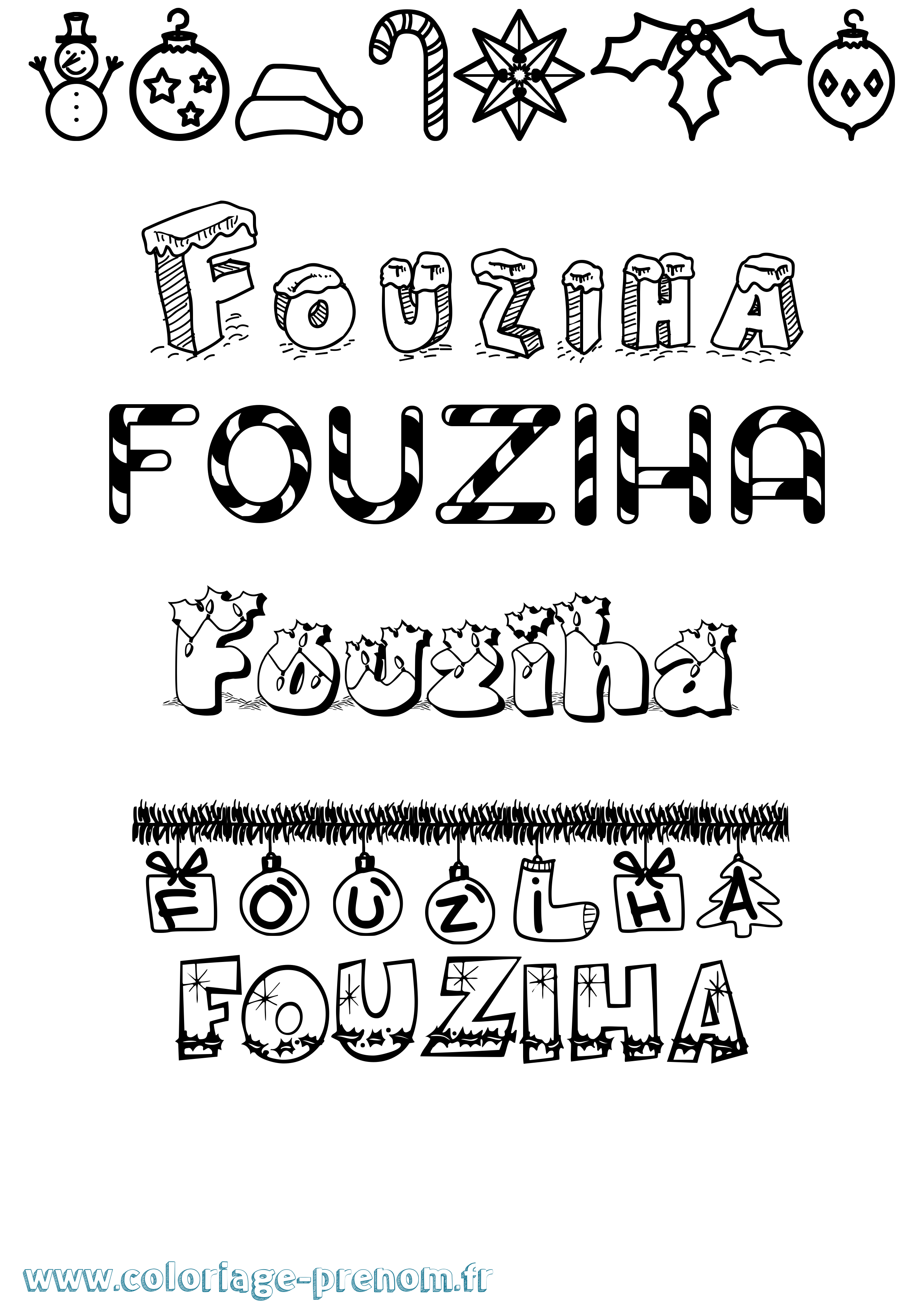 Coloriage Fouziha Noël Coloriage prénom Fouziha Noël