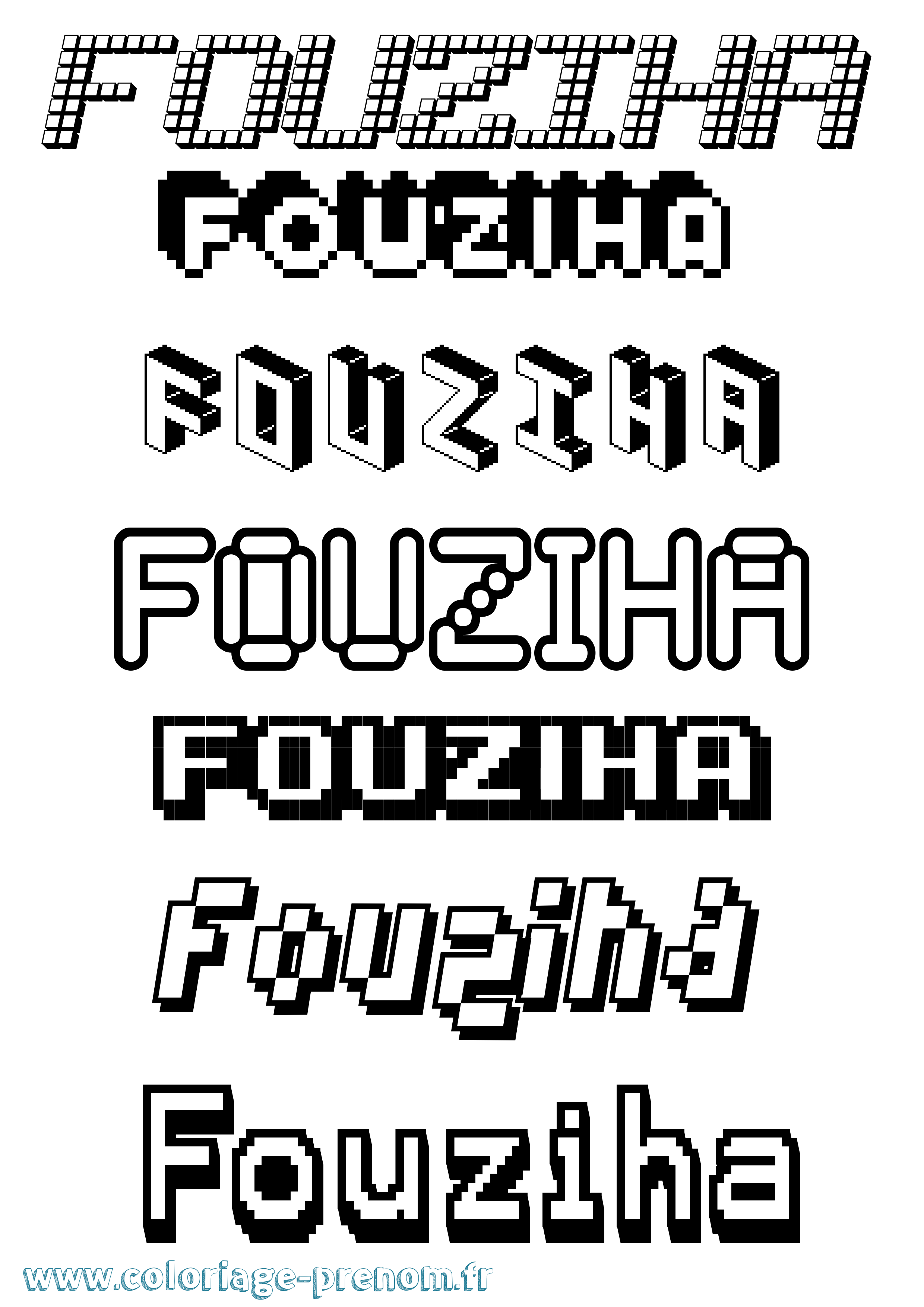 Coloriage Fouziha Pixel Coloriage prénom Fouziha Pixel
