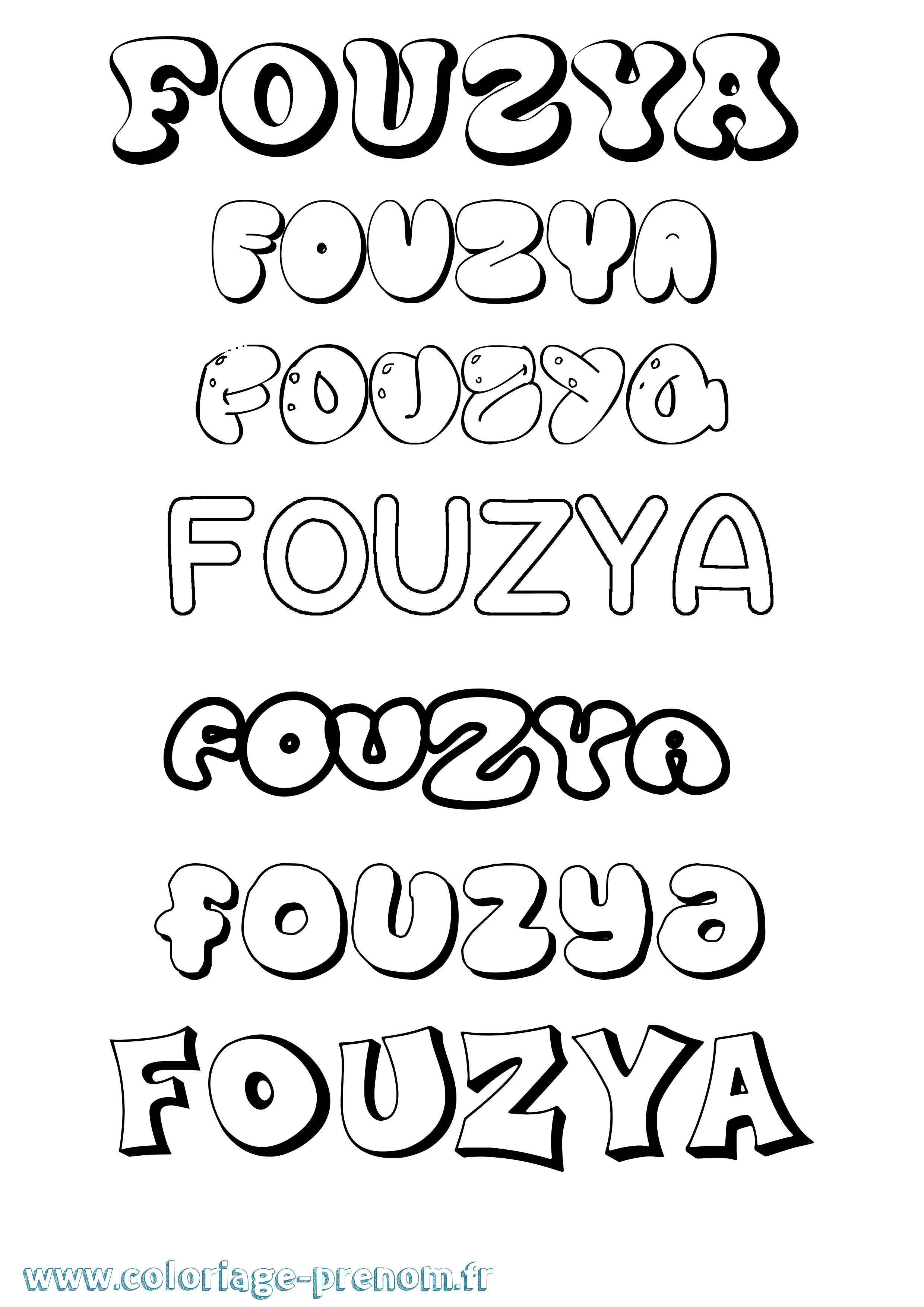 Coloriage Fouzya Bubble Coloriage prénom Fouzya Bubble