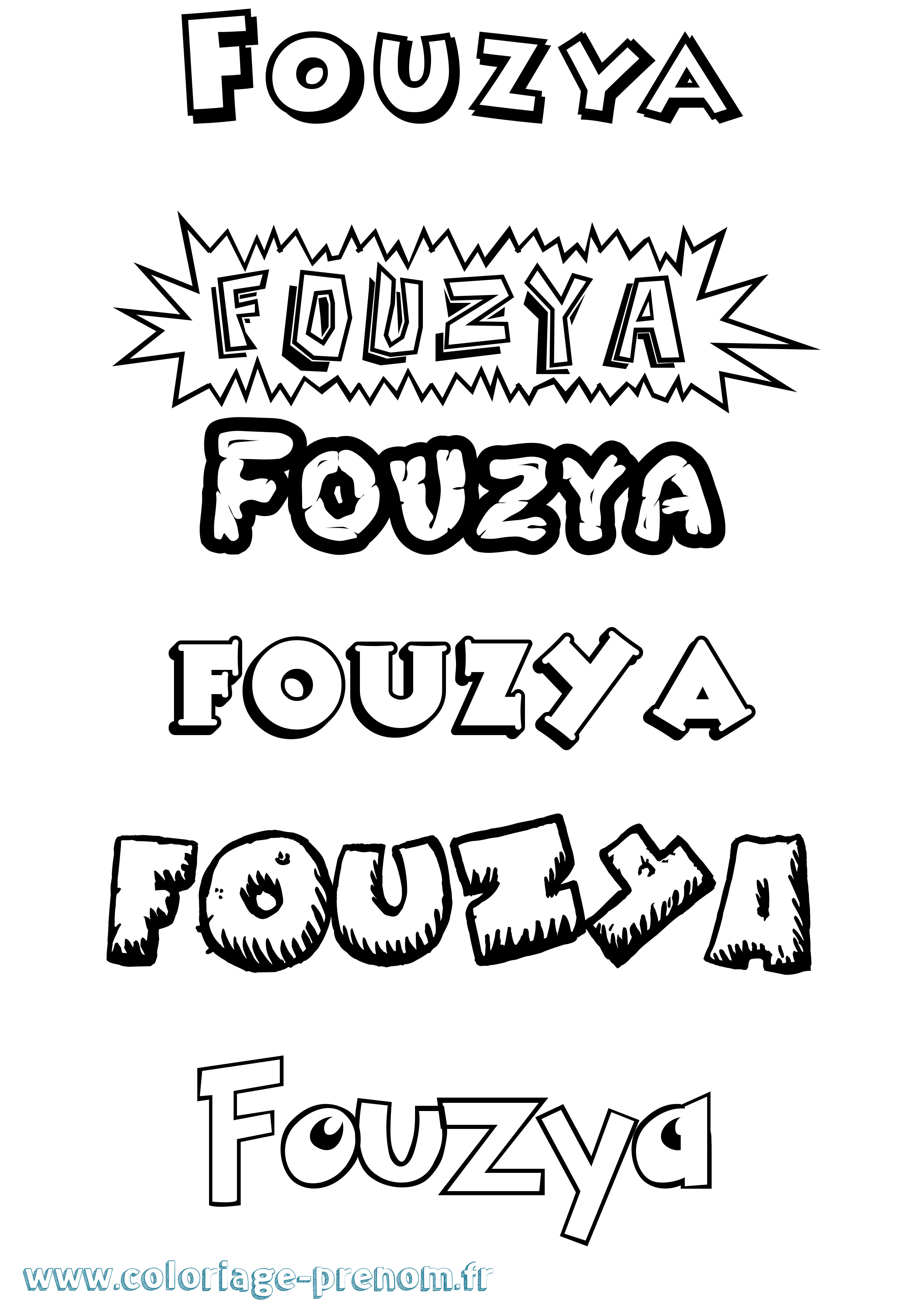 Coloriage Fouzya Dessin Animé Coloriage prénom Fouzya Dessin Animé
