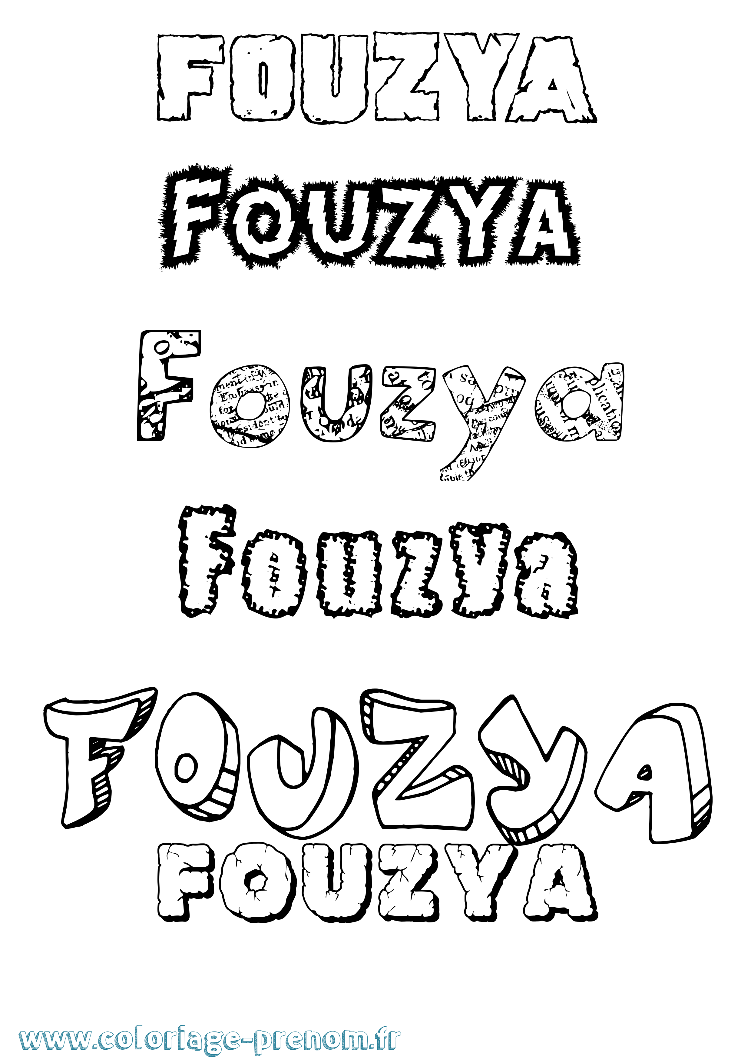 Coloriage Fouzya Destructuré Coloriage prénom Fouzya Destructuré