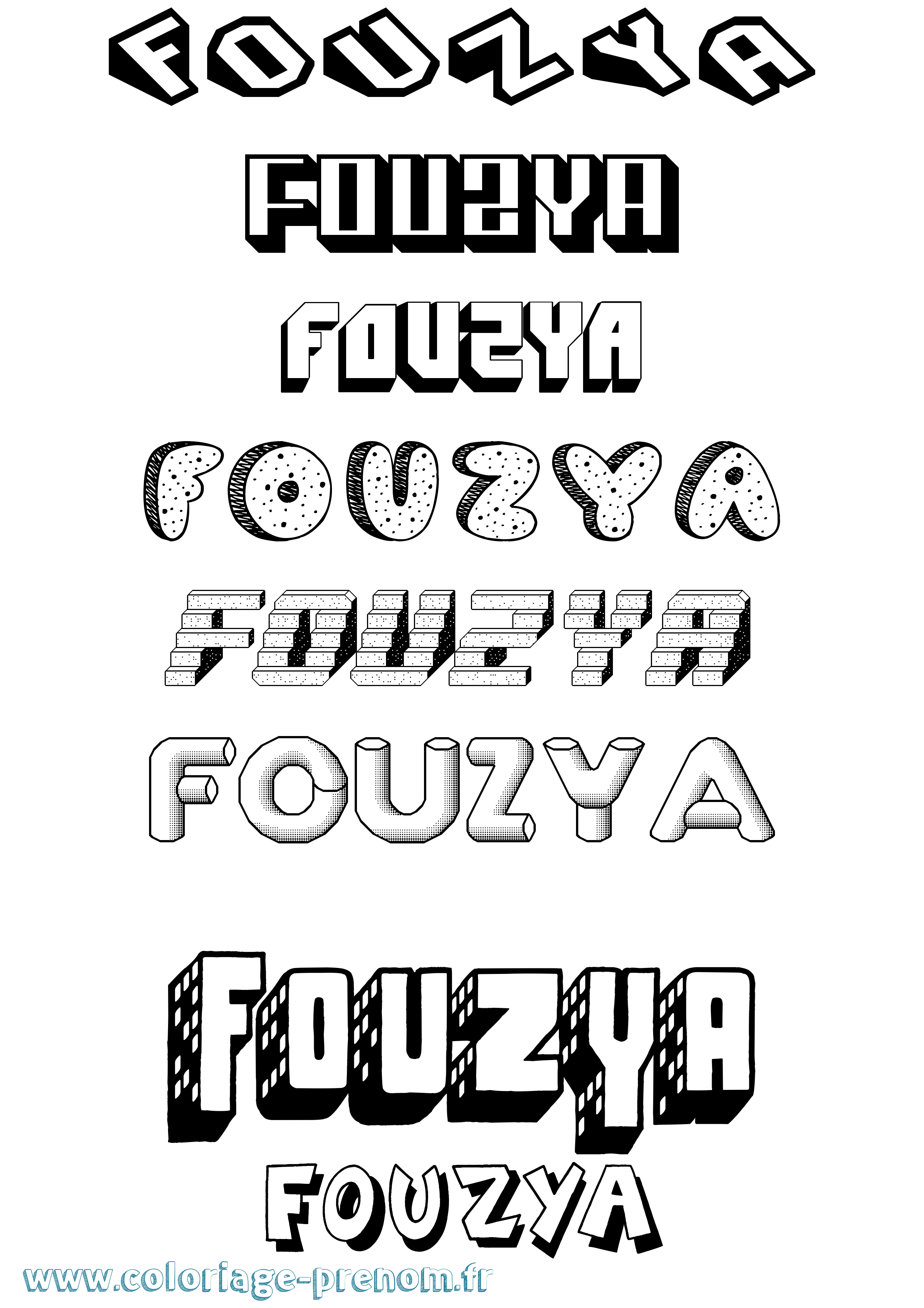 Coloriage Fouzya Effet 3D Coloriage prénom Fouzya Effet 3D