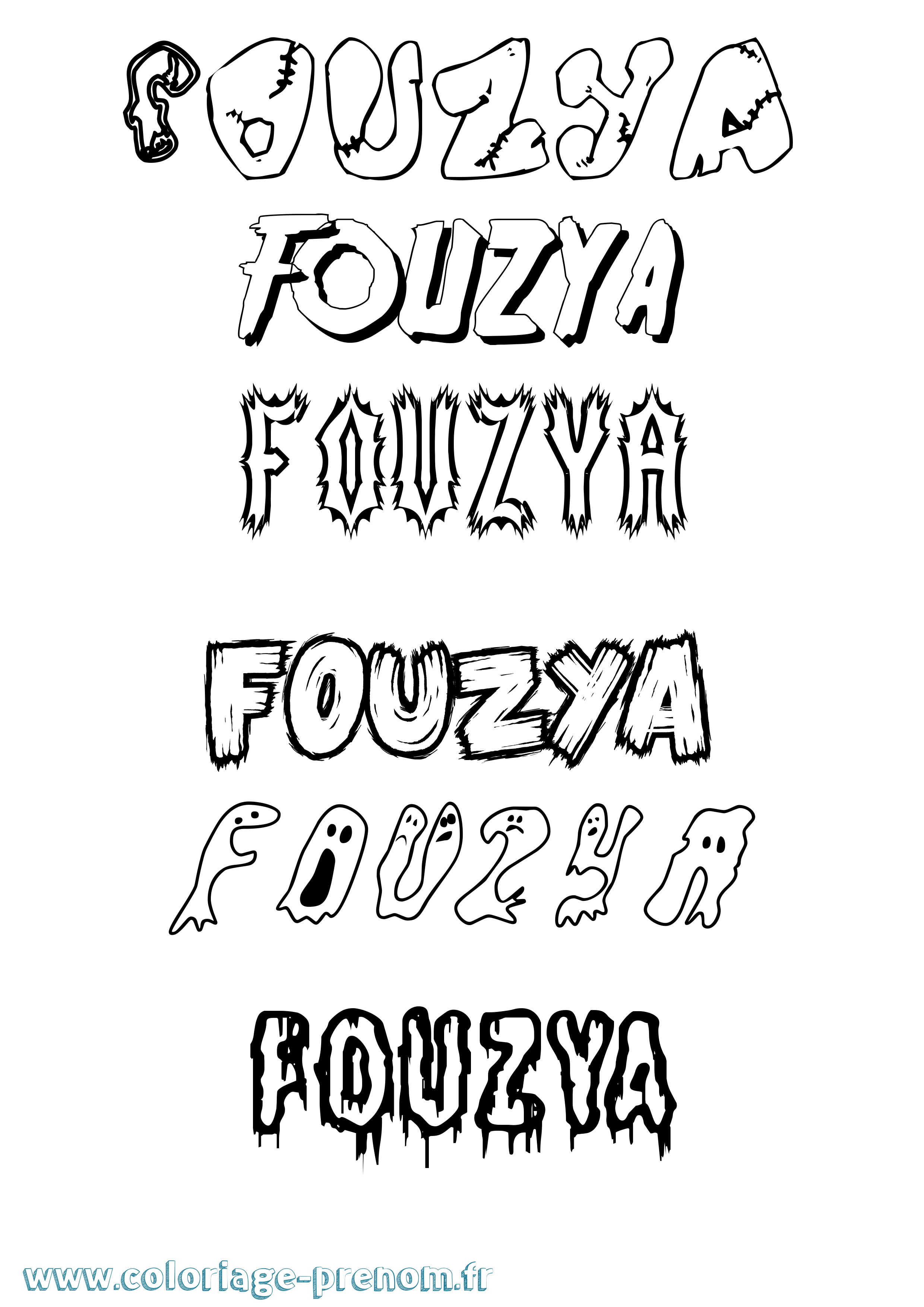 Coloriage Fouzya Frisson Coloriage prénom Fouzya Frisson