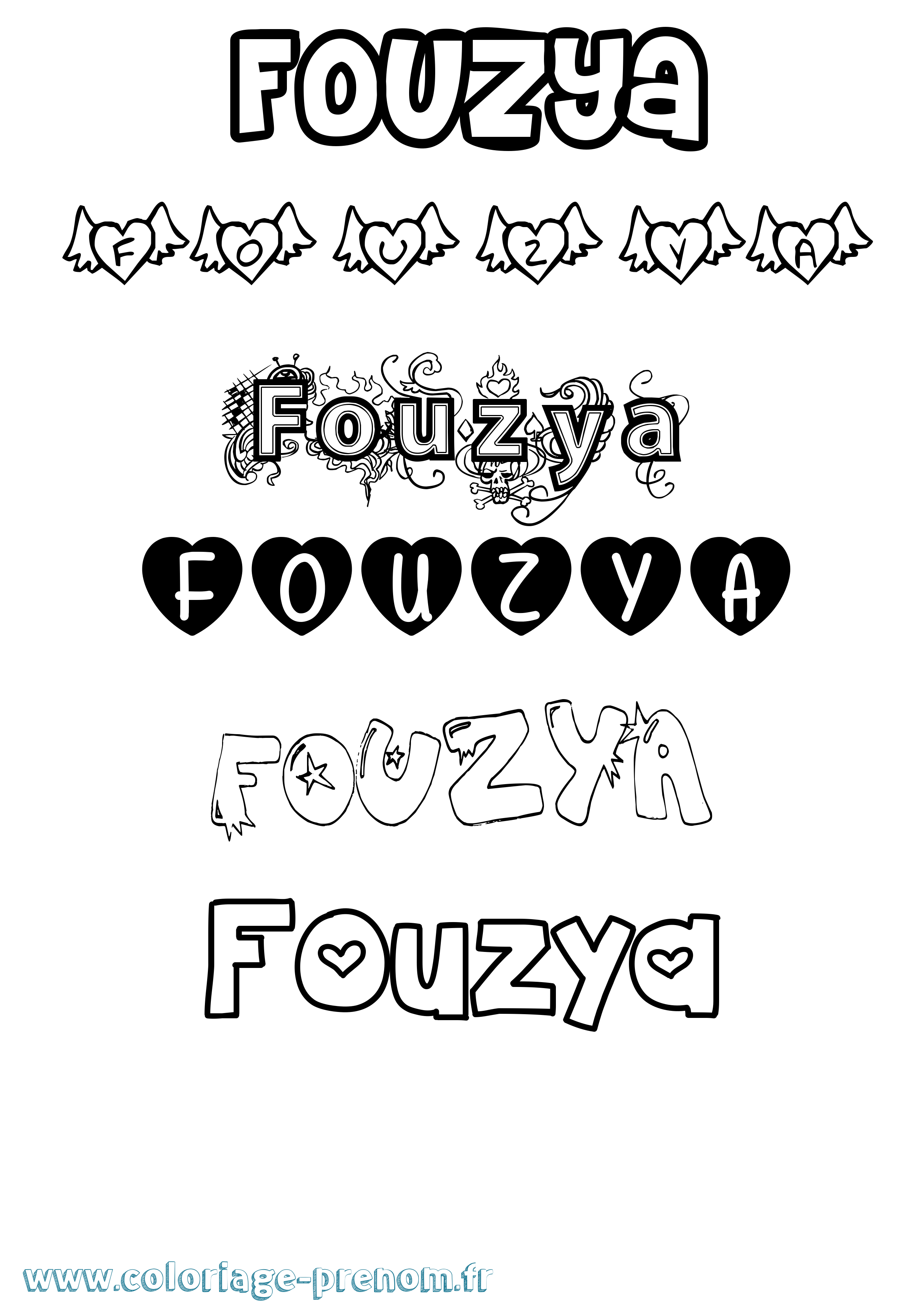 Coloriage Fouzya Girly Coloriage prénom Fouzya Girly