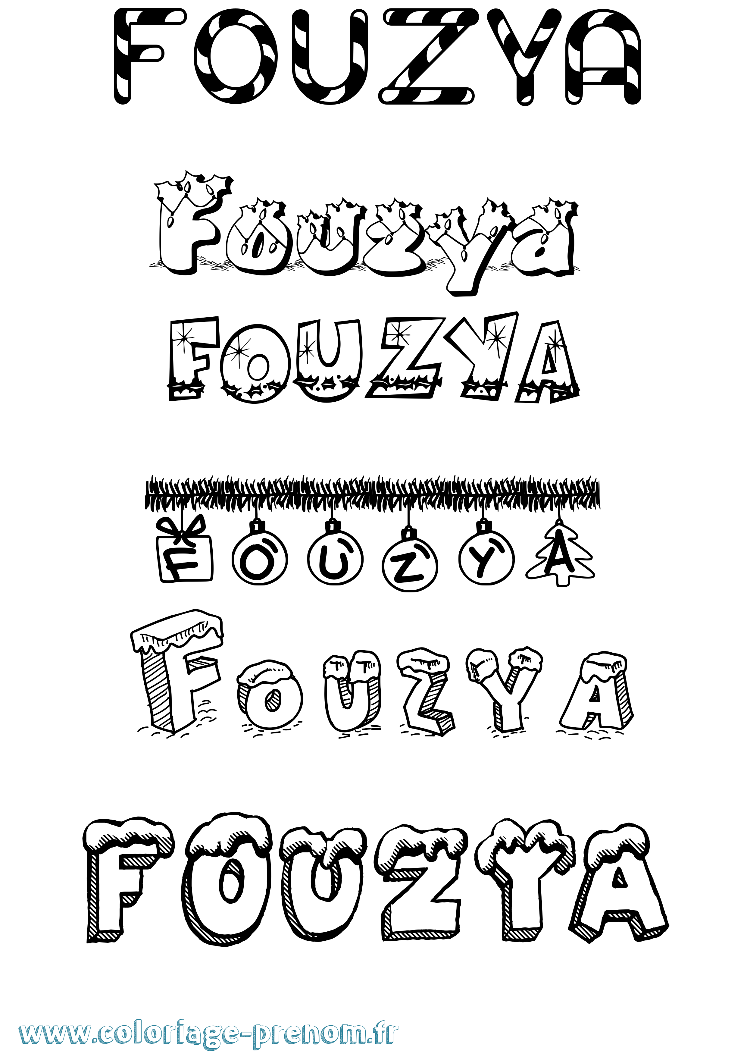 Coloriage Fouzya Noël Coloriage prénom Fouzya Noël