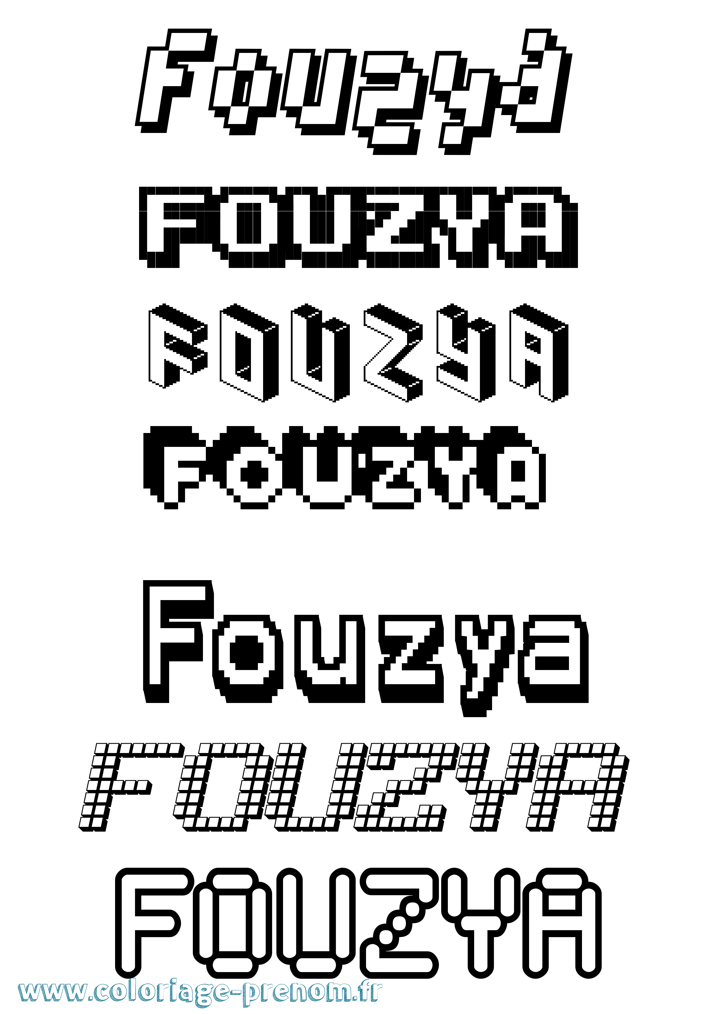Coloriage Fouzya Pixel Coloriage prénom Fouzya Pixel