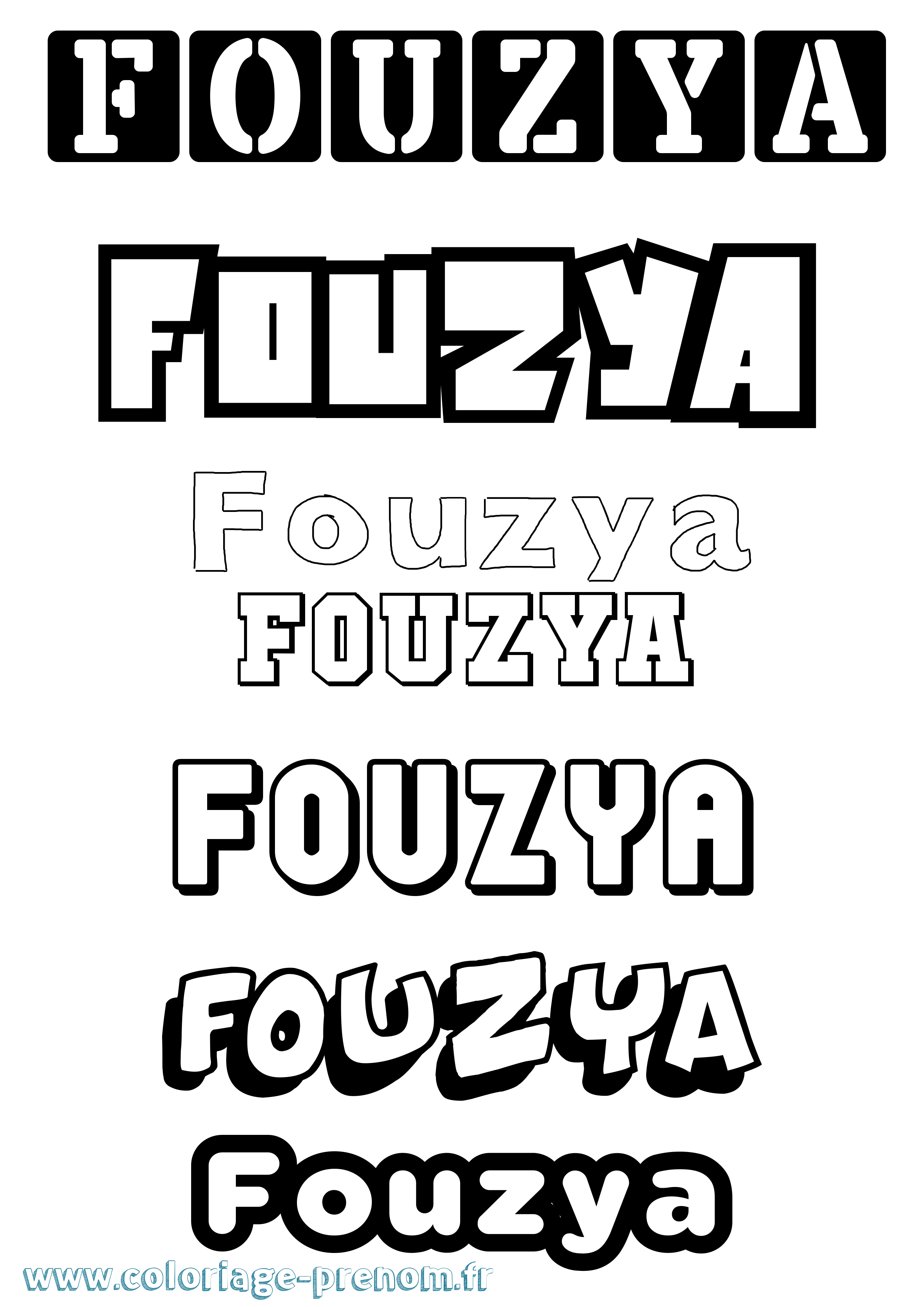 Coloriage Fouzya Simple Coloriage prénom Fouzya Simple