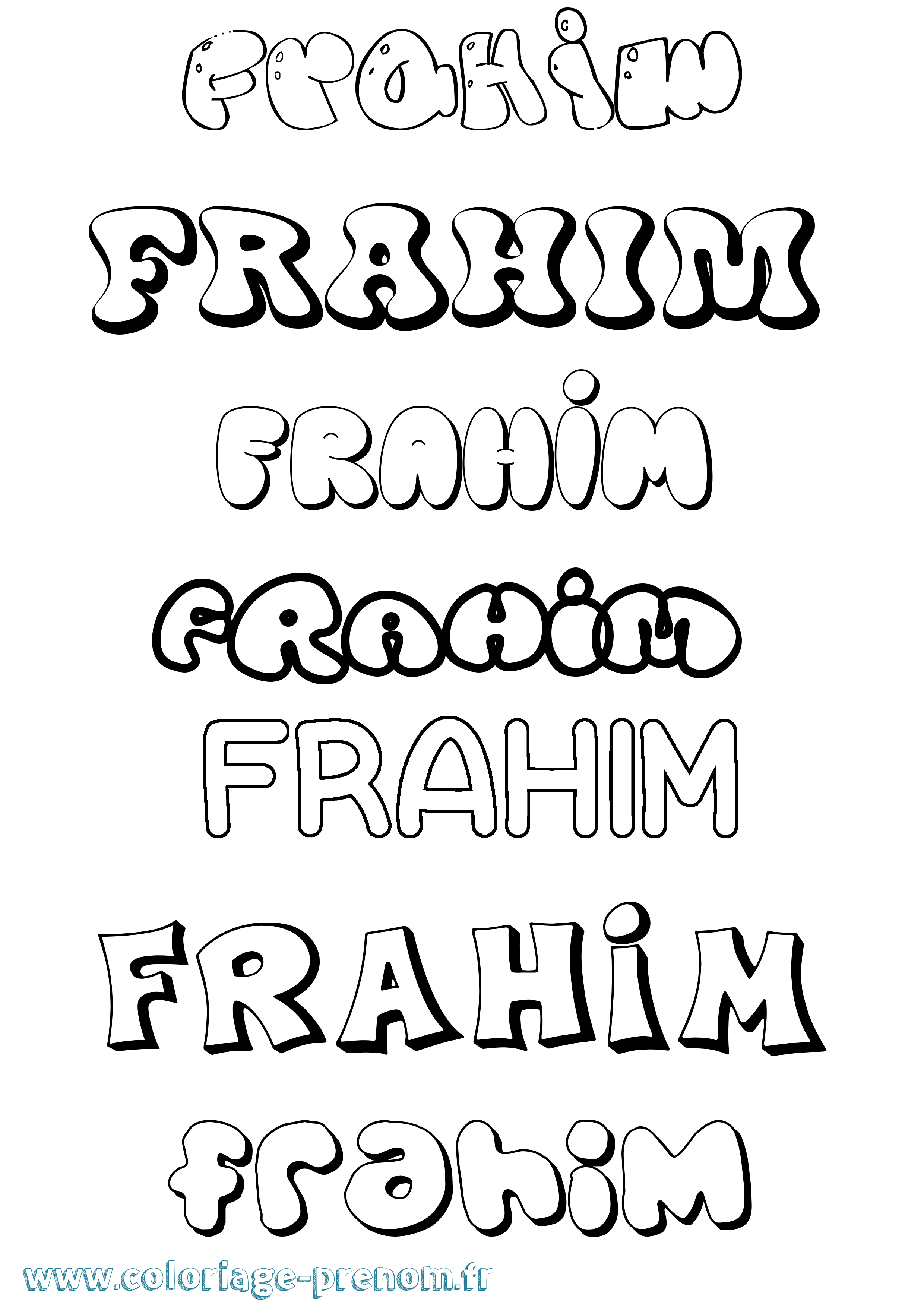 Coloriage Frahim Bubble Coloriage prénom Frahim Bubble
