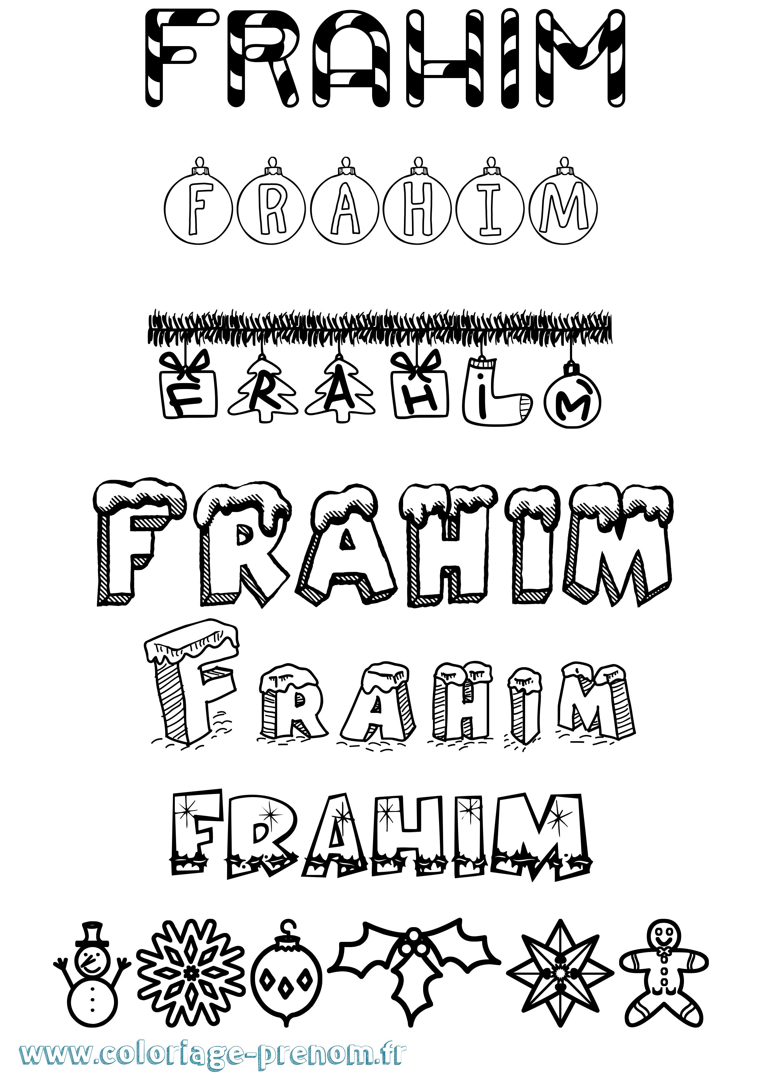 Coloriage Frahim Noël Coloriage prénom Frahim Noël