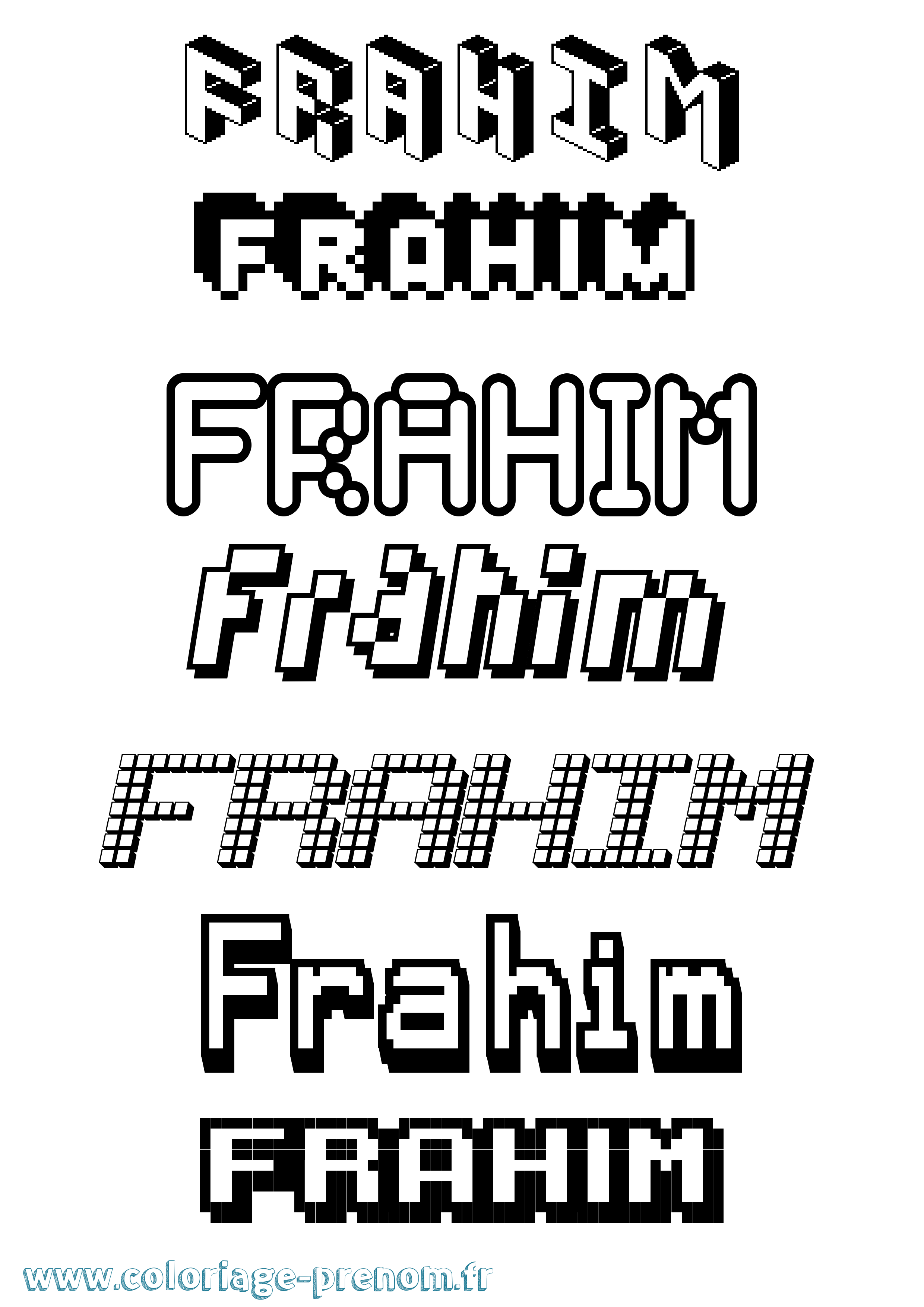 Coloriage Frahim Pixel Coloriage prénom Frahim Pixel