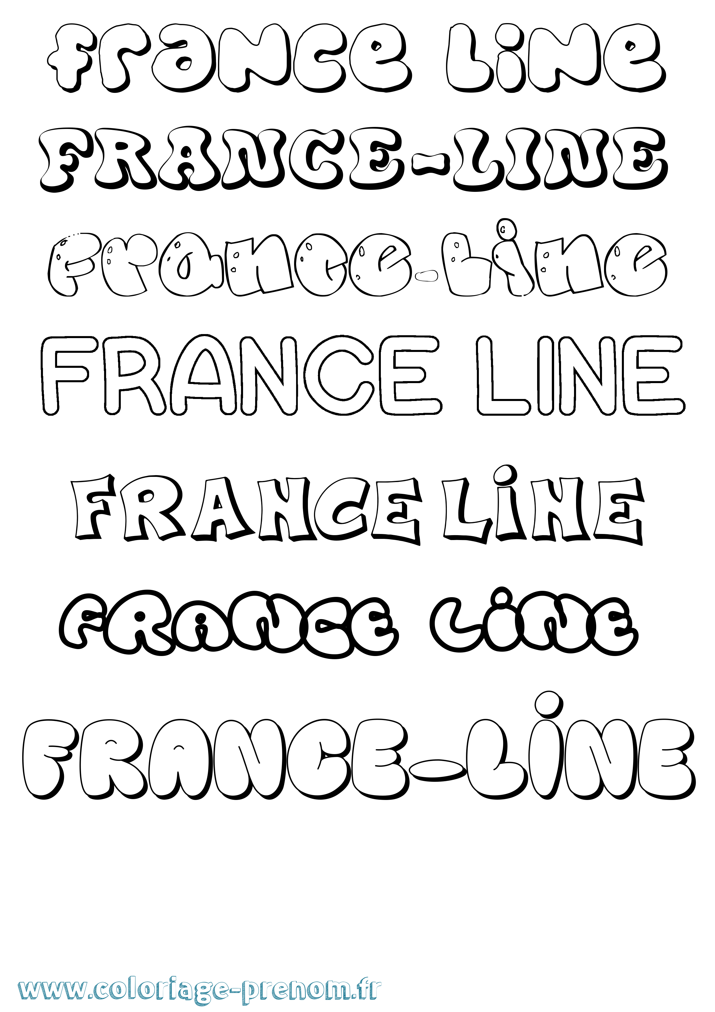 Coloriage France-Line Bubble Coloriage prénom France-Line Bubble