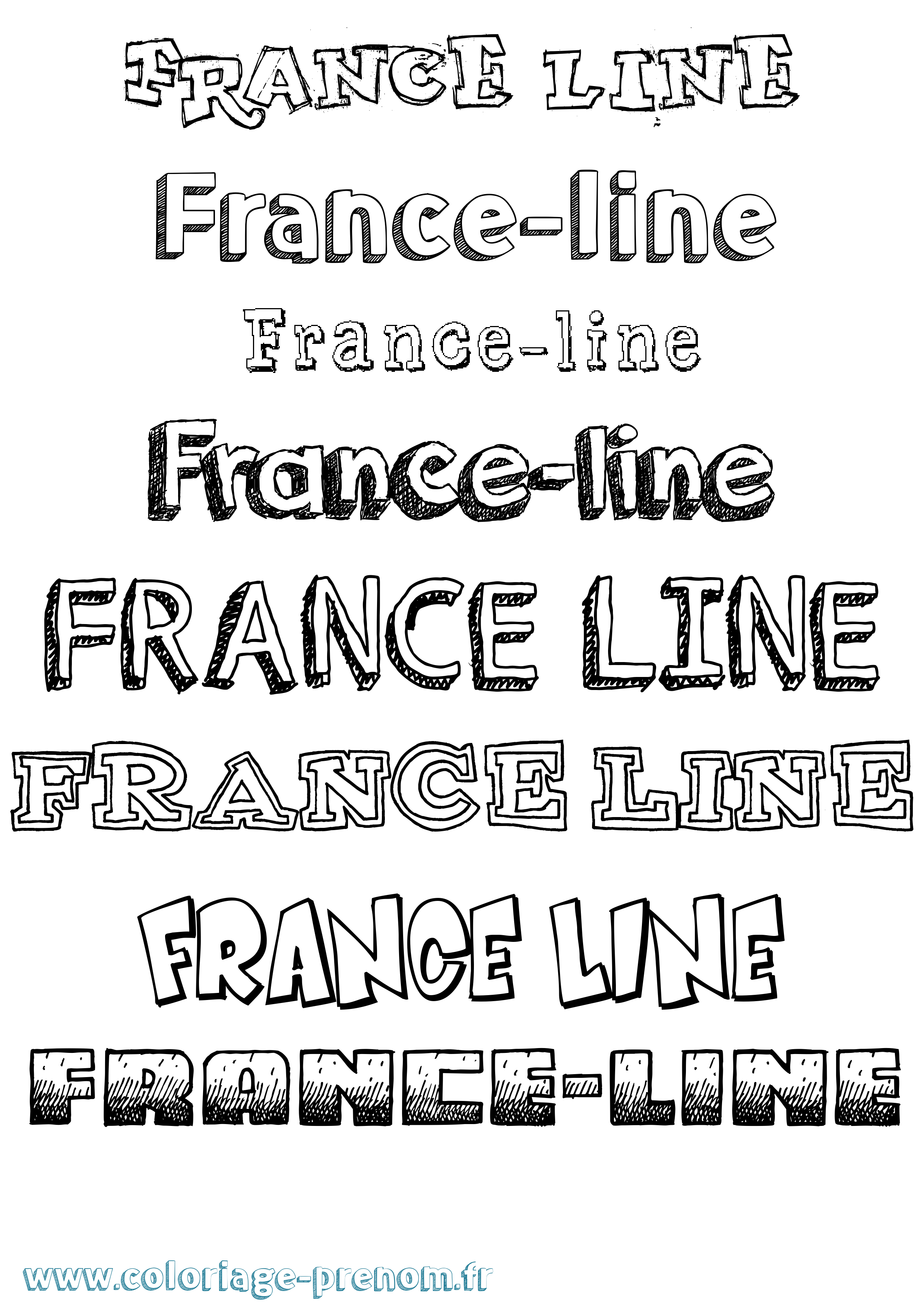 Coloriage France-Line Dessiné Coloriage prénom France-Line Dessiné