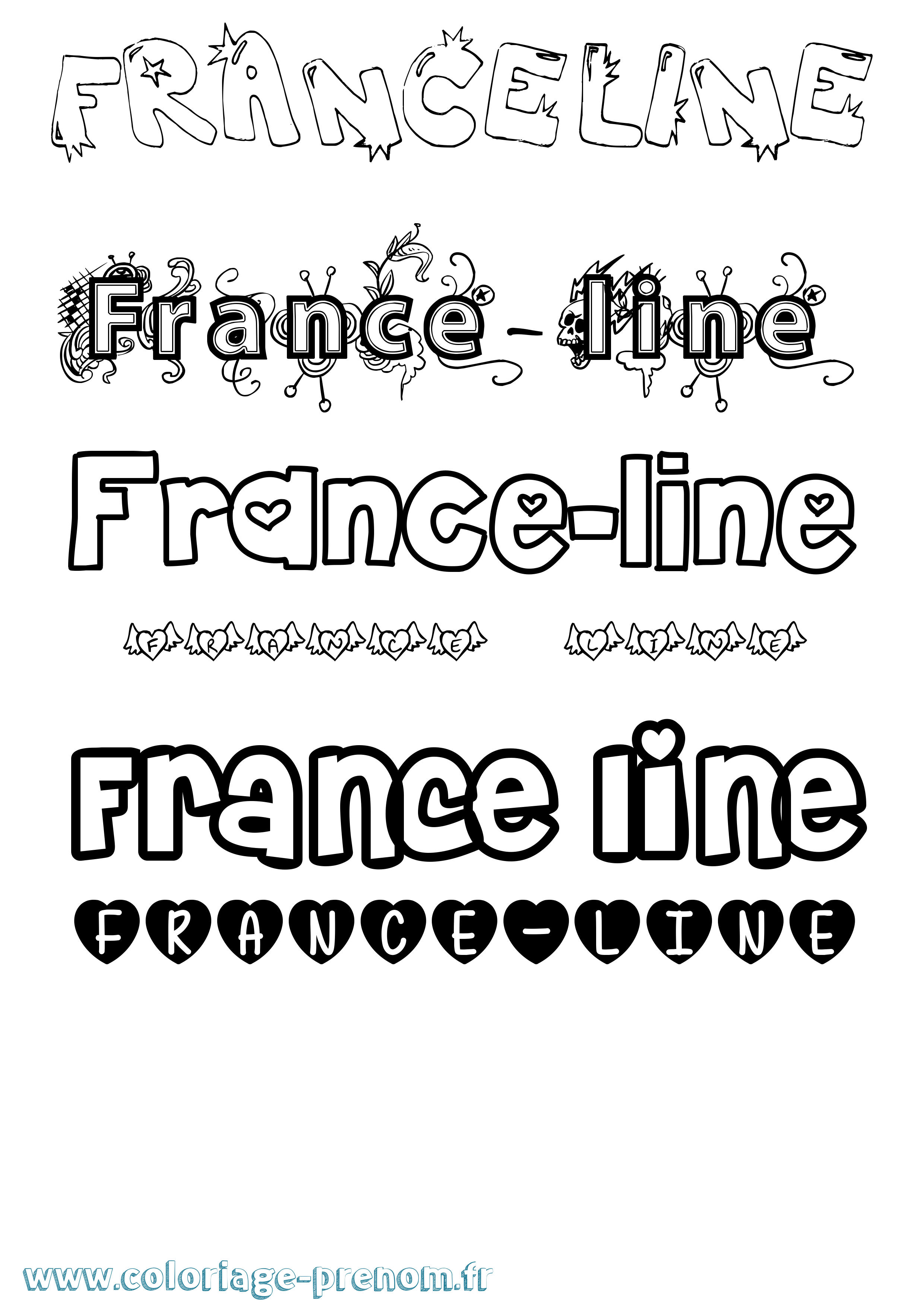 Coloriage France-Line Girly Coloriage prénom France-Line Girly