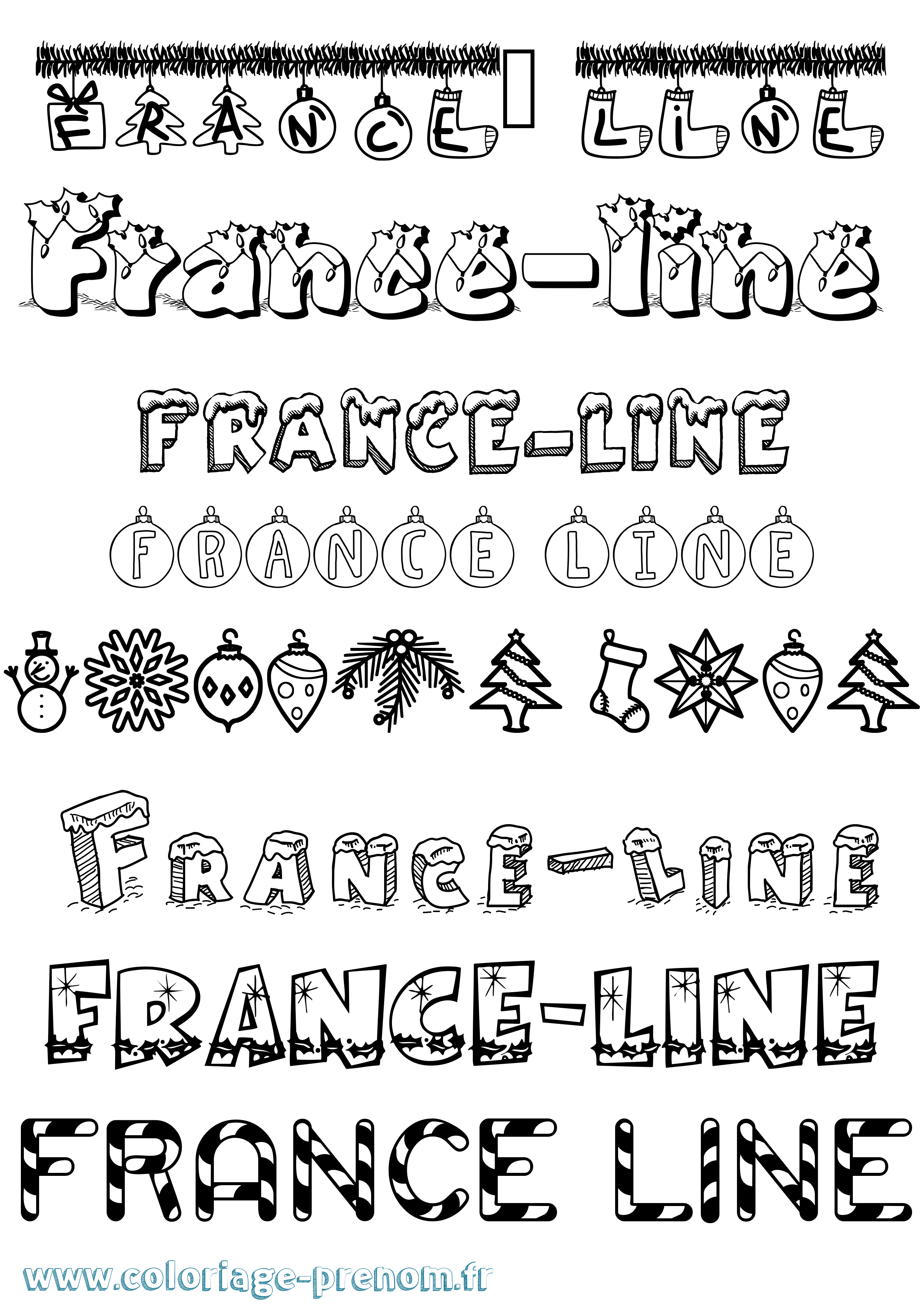 Coloriage France-Line Noël Coloriage prénom France-Line Noël