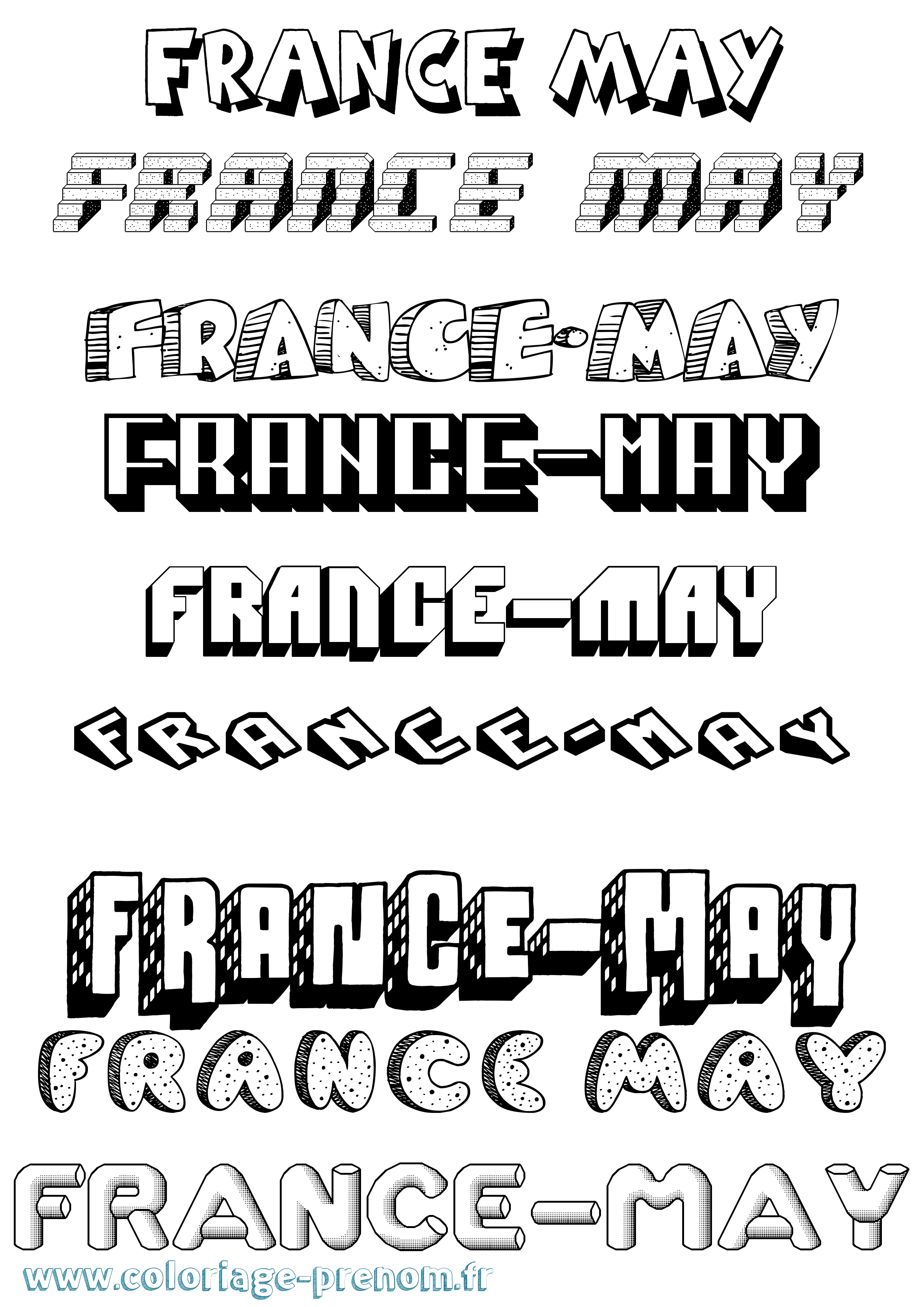 Coloriage France-May Effet 3D Coloriage prénom France-May Effet 3D