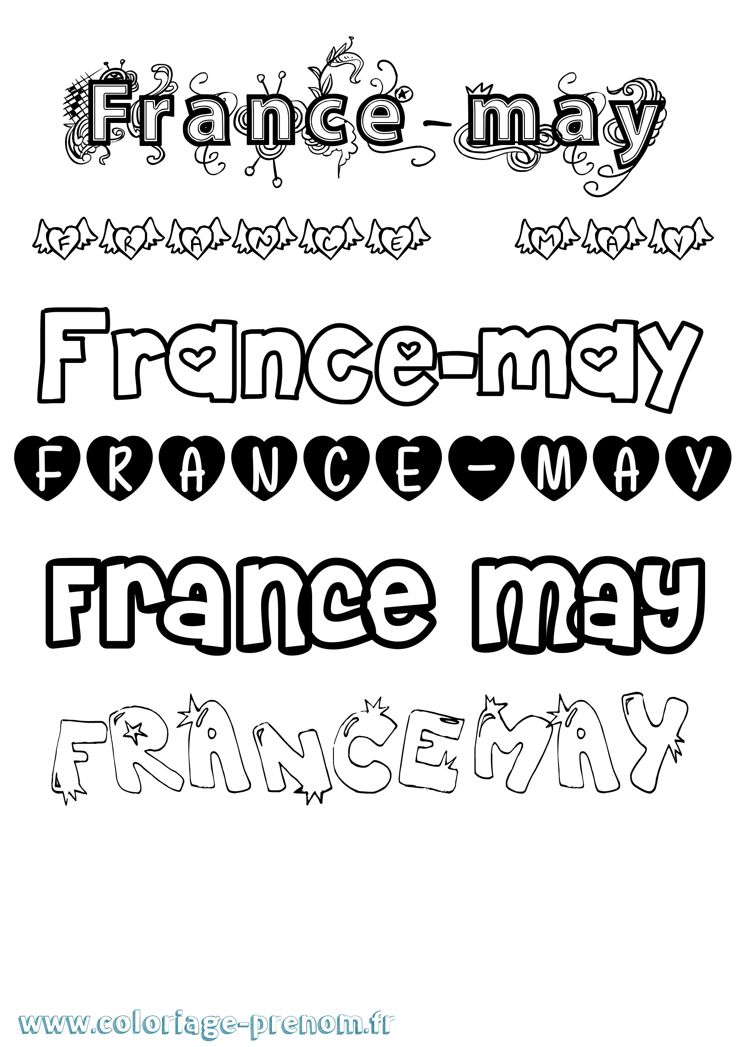 Coloriage France-May Girly Coloriage prénom France-May Girly