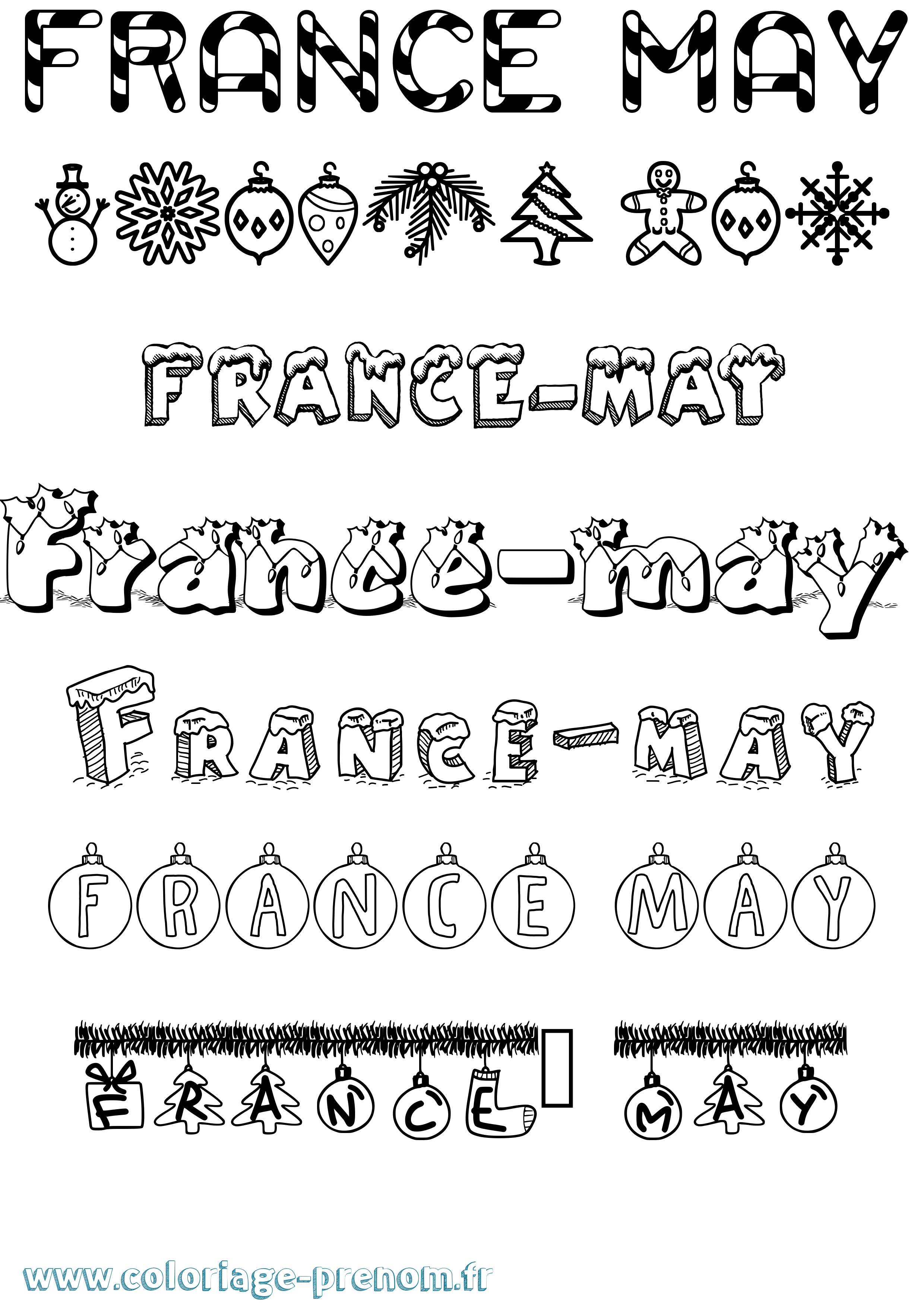 Coloriage France-May Noël Coloriage prénom France-May Noël
