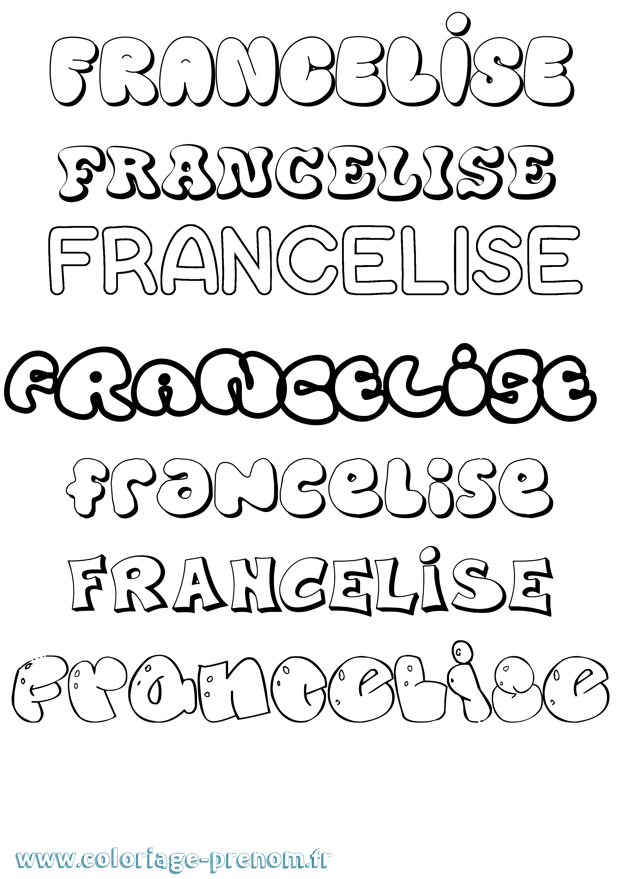 Coloriage Francelise Bubble Coloriage prénom Francelise Bubble