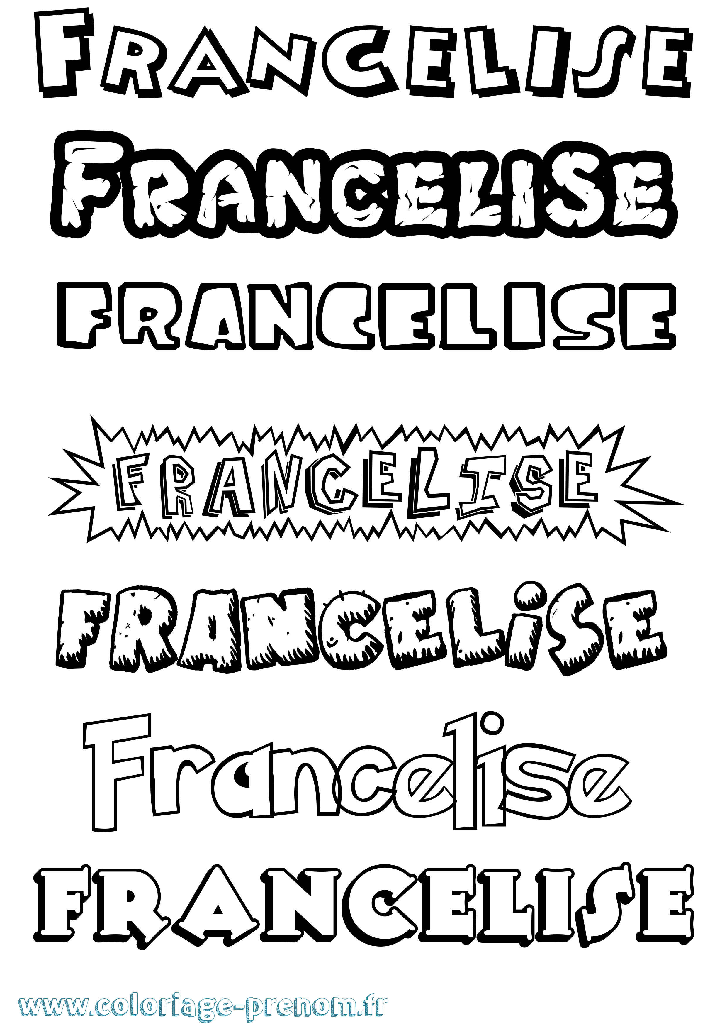 Coloriage Francelise Dessin Animé Coloriage prénom Francelise Dessin Animé