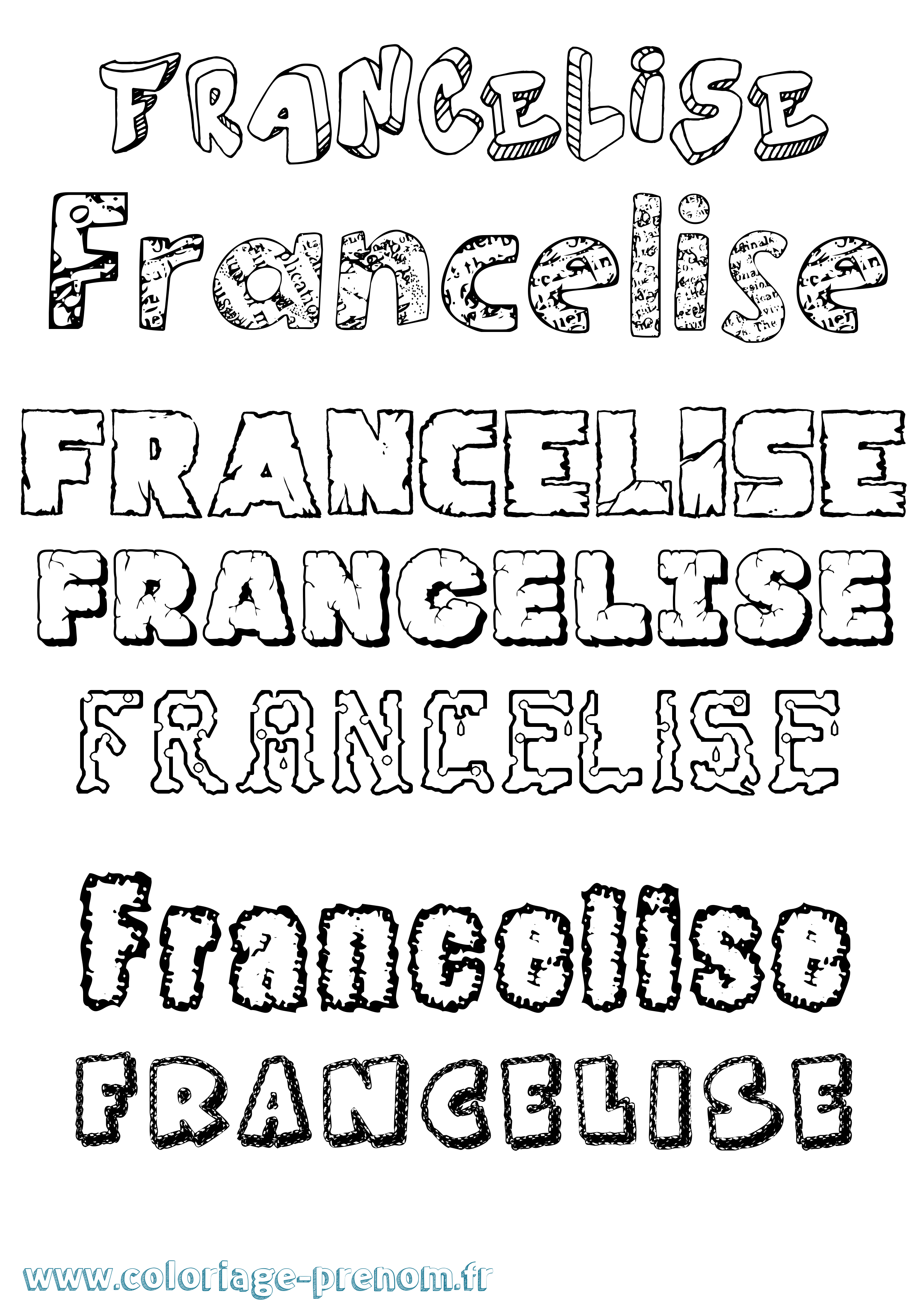 Coloriage Francelise Destructuré Coloriage prénom Francelise Destructuré