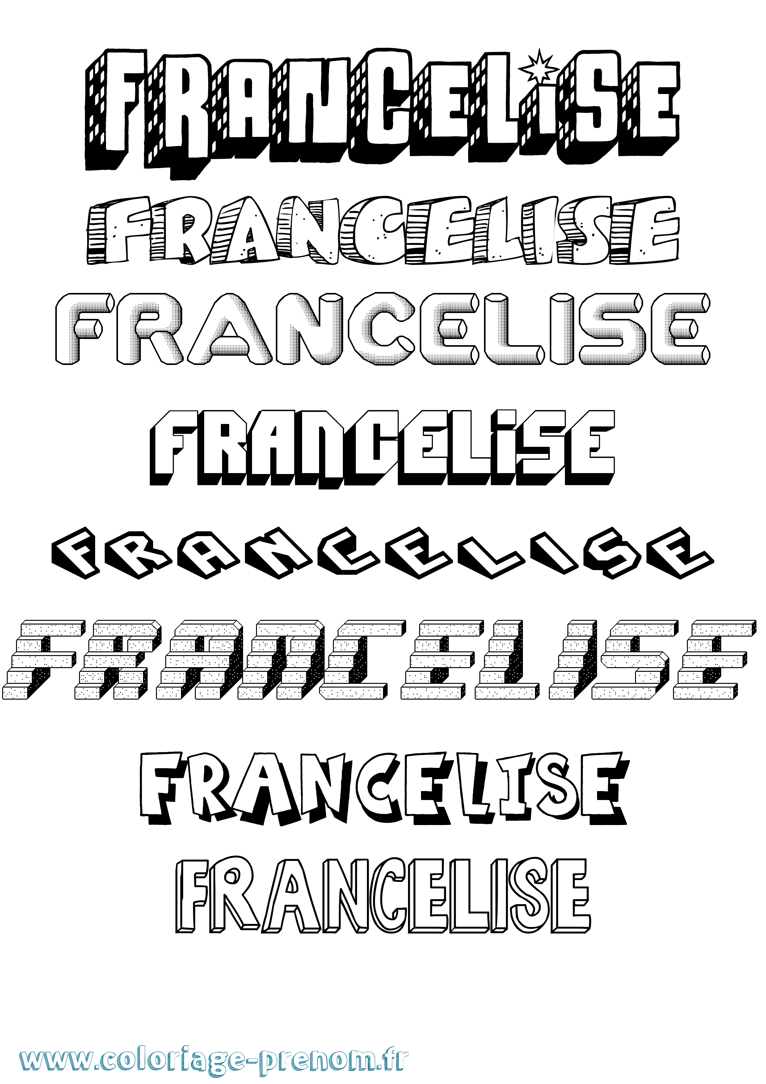 Coloriage Francelise Effet 3D Coloriage prénom Francelise Effet 3D