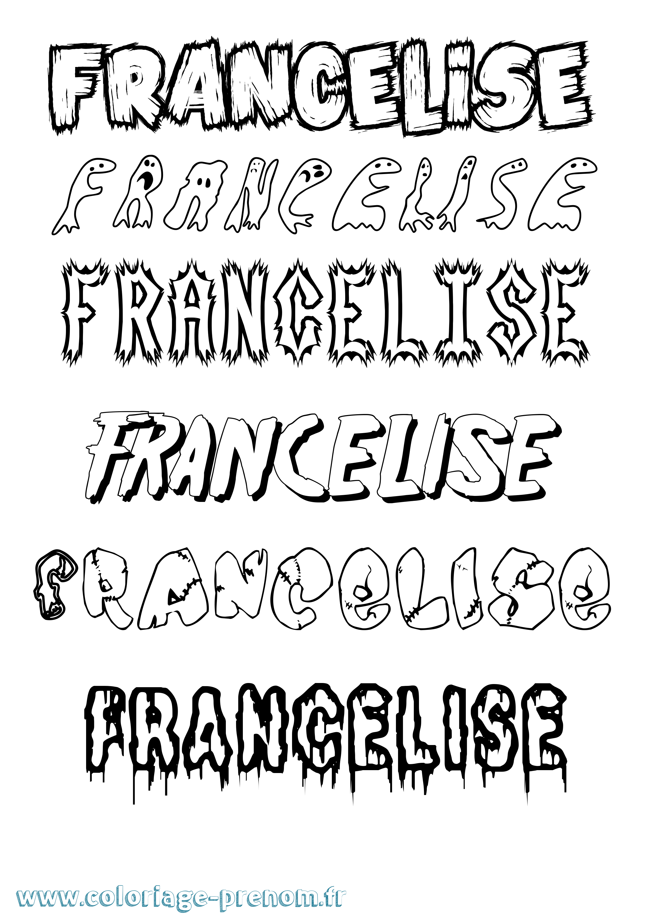 Coloriage Francelise Frisson Coloriage prénom Francelise Frisson