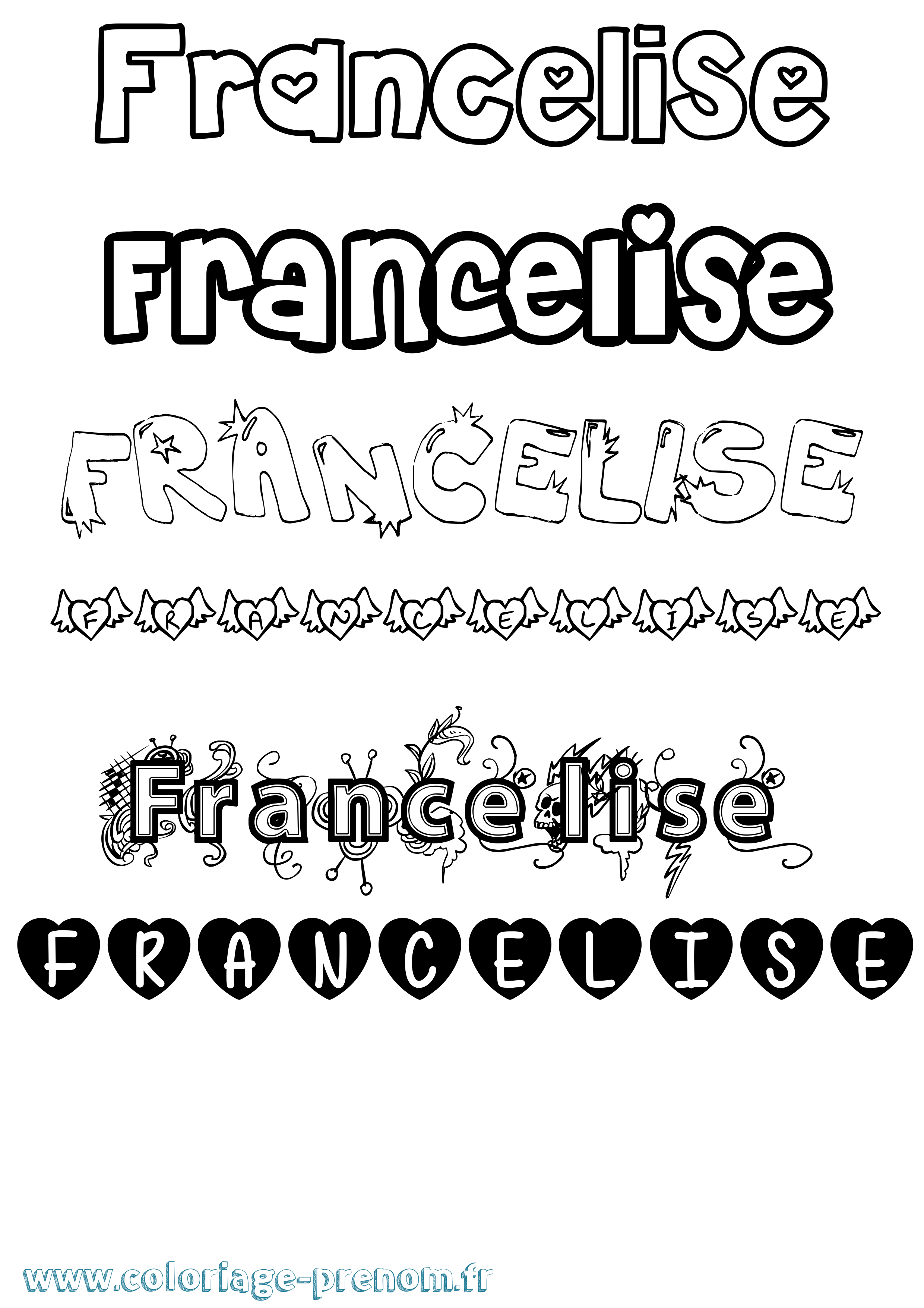 Coloriage Francelise Girly Coloriage prénom Francelise Girly
