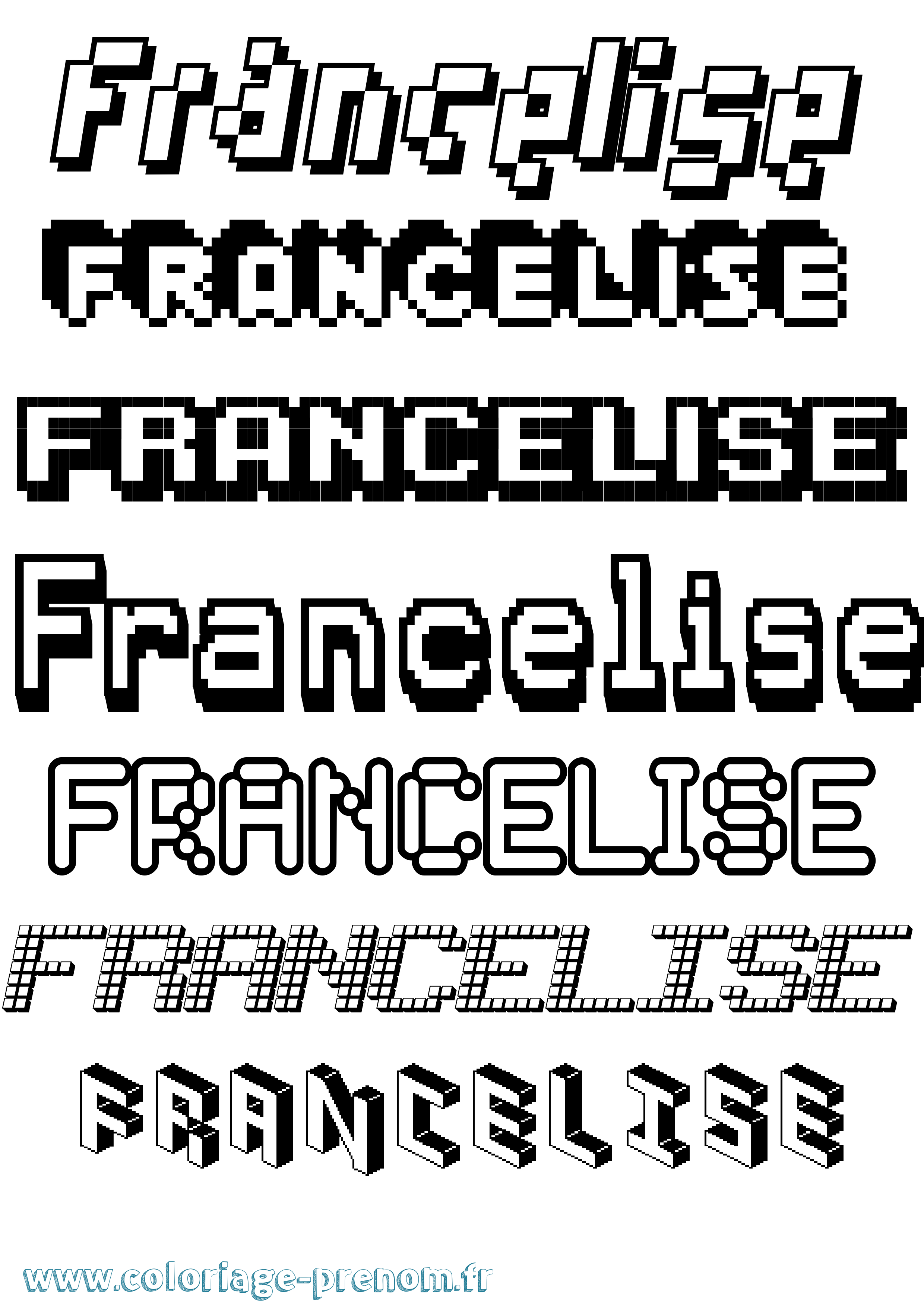 Coloriage Francelise Pixel Coloriage prénom Francelise Pixel