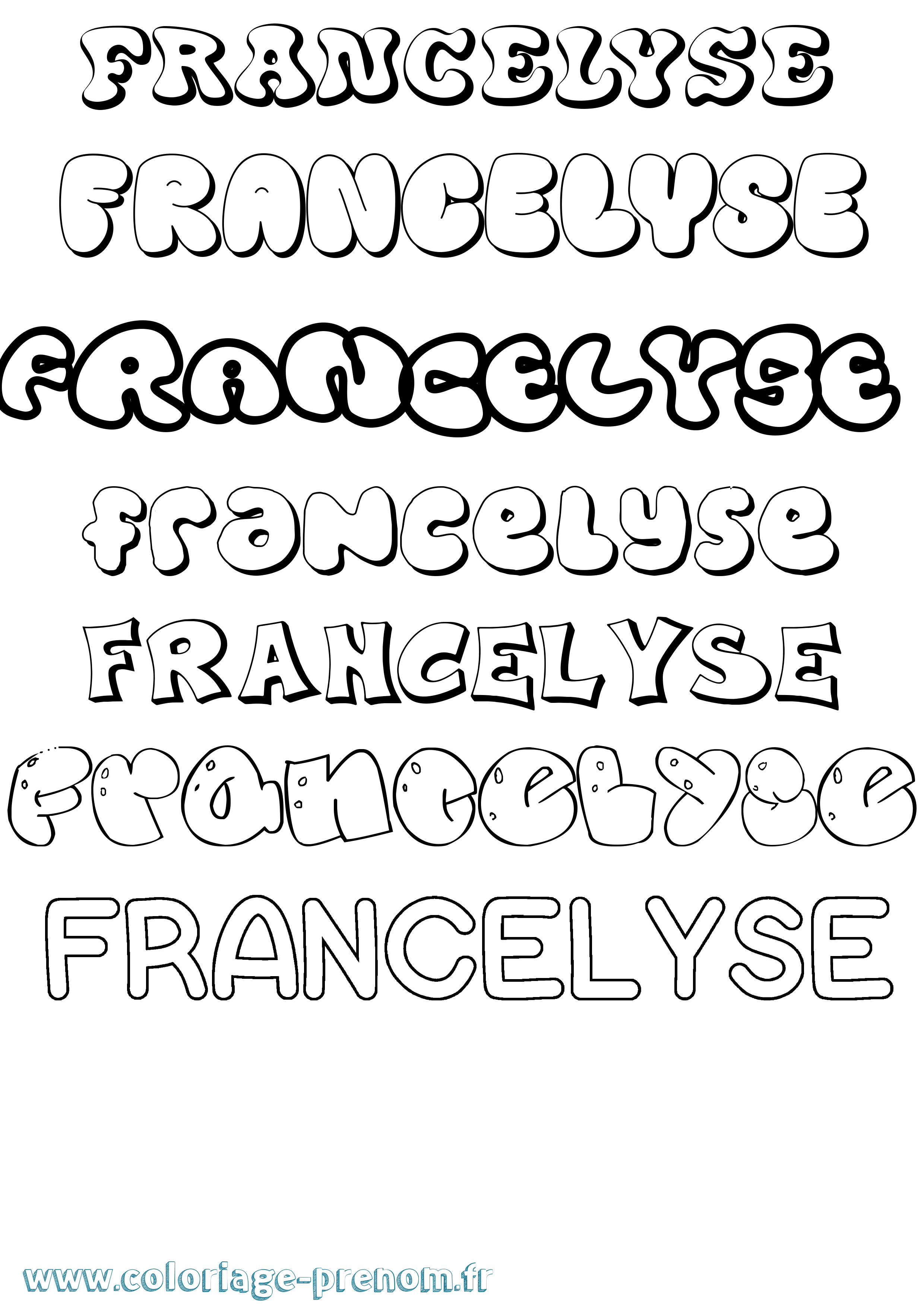 Coloriage Francelyse Bubble Coloriage prénom Francelyse Bubble