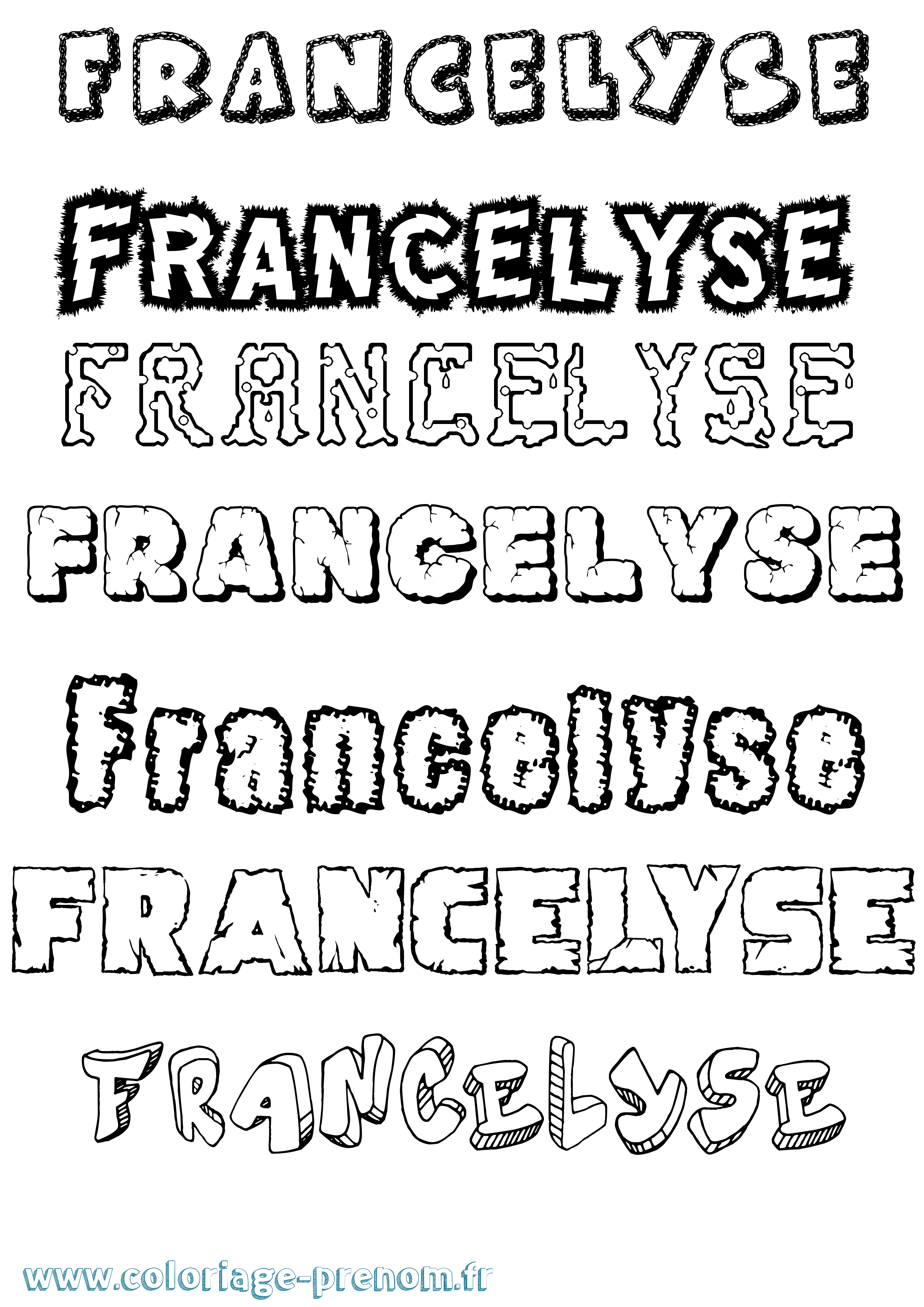 Coloriage Francelyse Destructuré Coloriage prénom Francelyse Destructuré