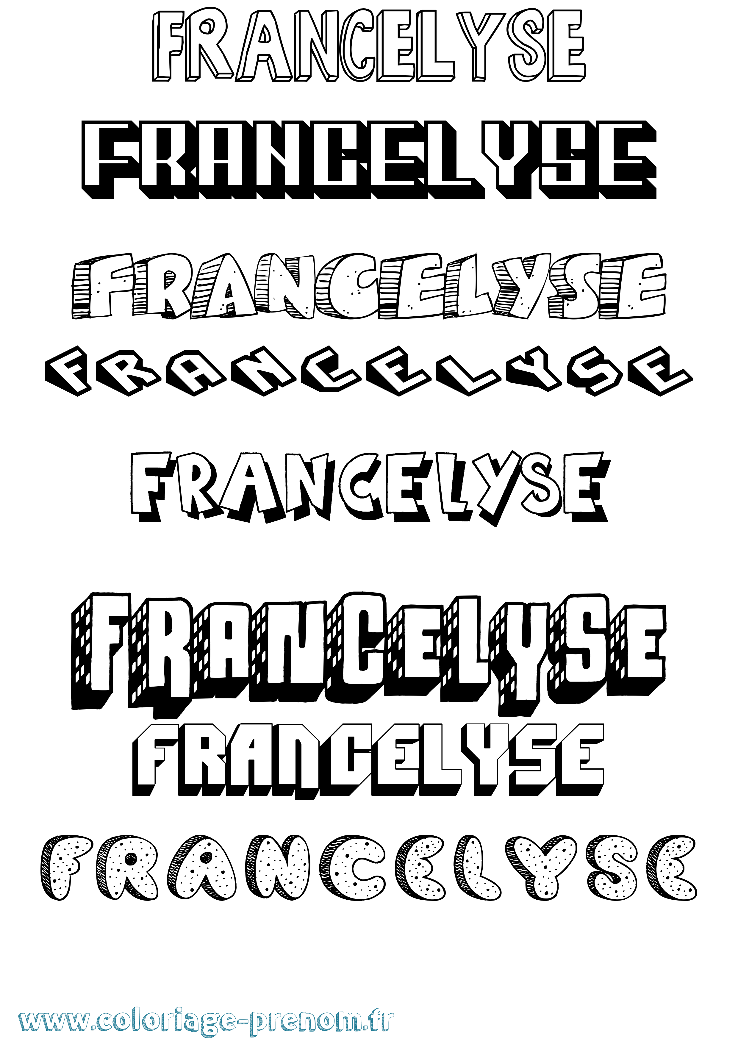 Coloriage Francelyse Effet 3D Coloriage prénom Francelyse Effet 3D