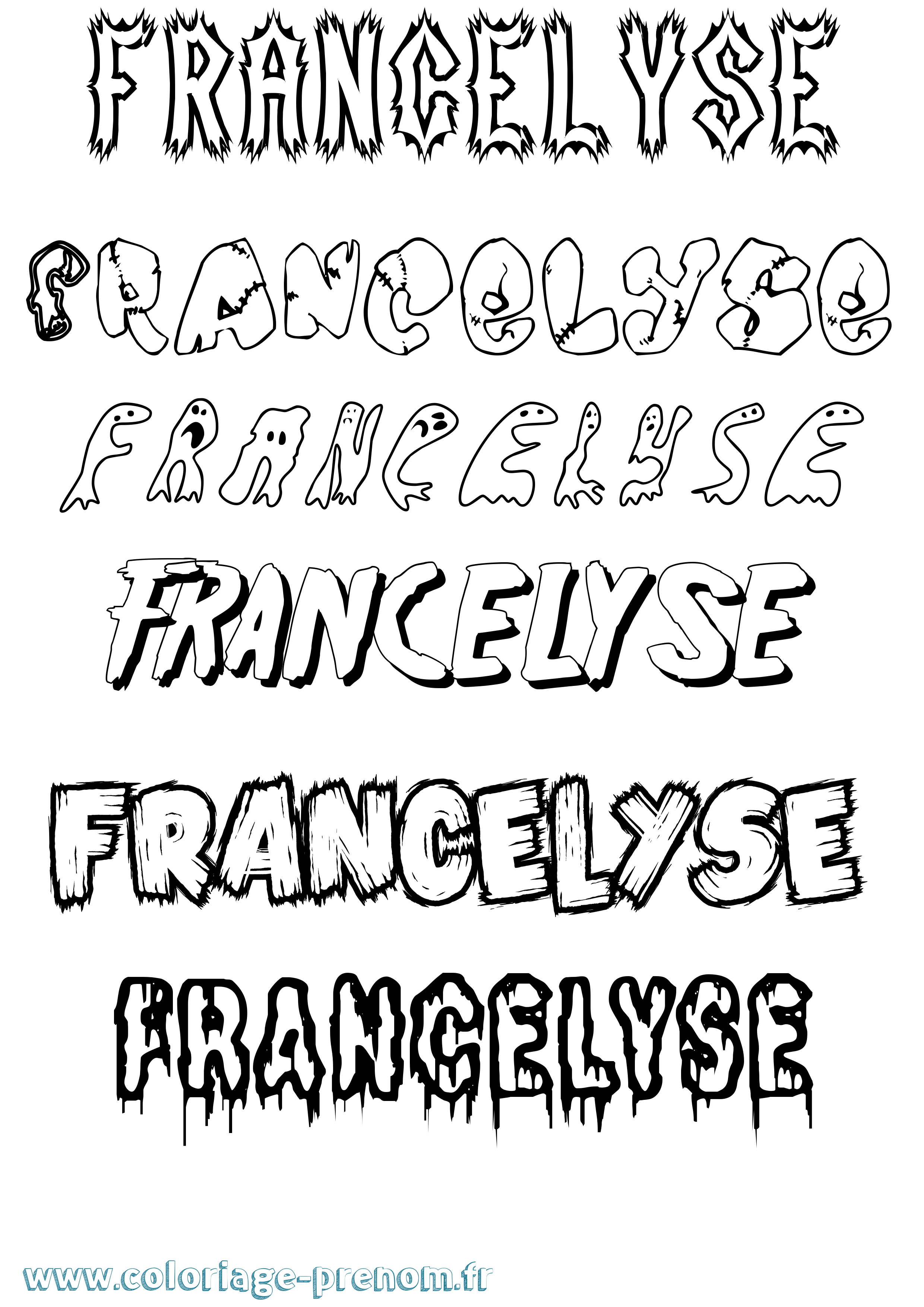 Coloriage Francelyse Frisson Coloriage prénom Francelyse Frisson