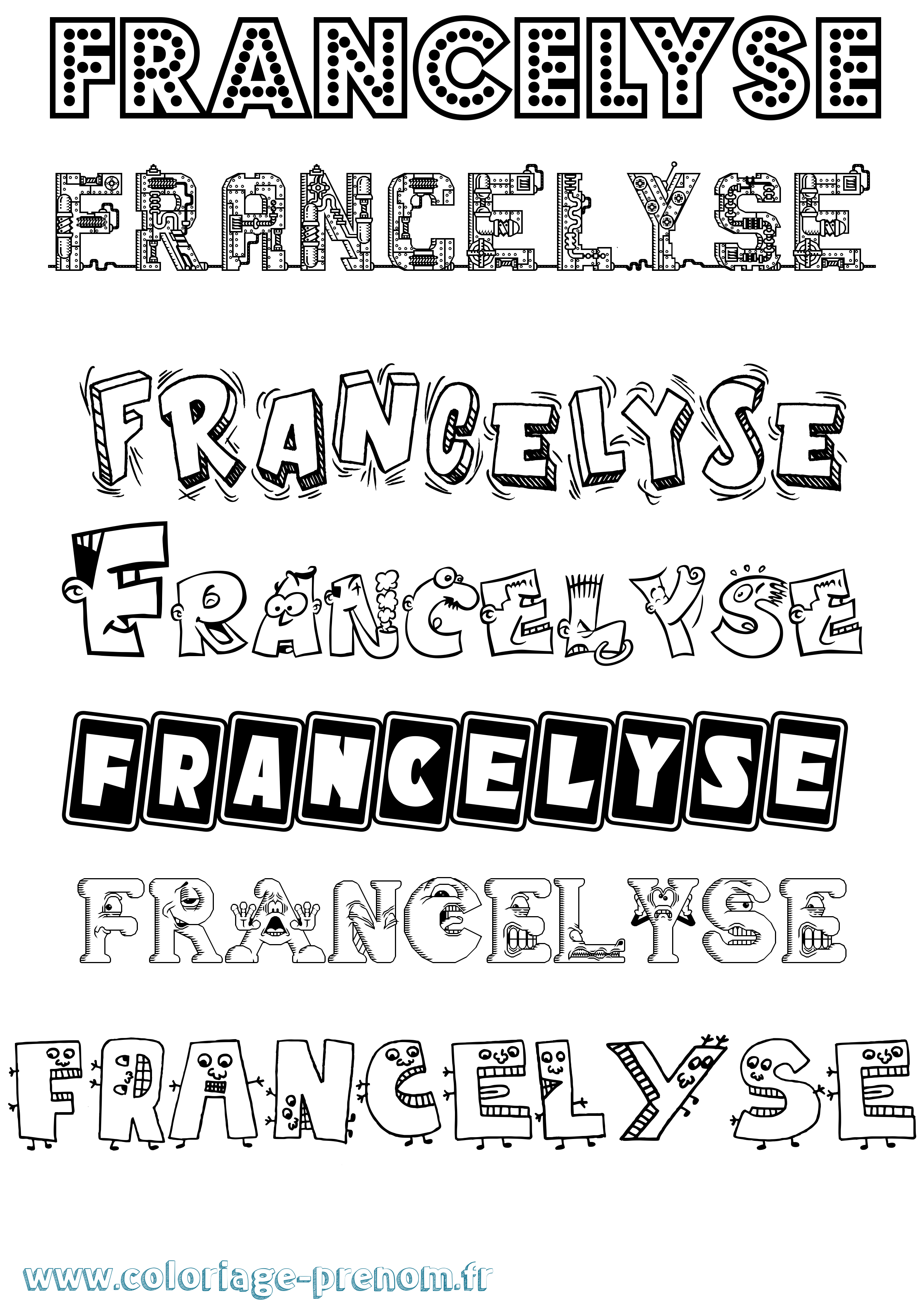 Coloriage Francelyse Fun Coloriage prénom Francelyse Fun